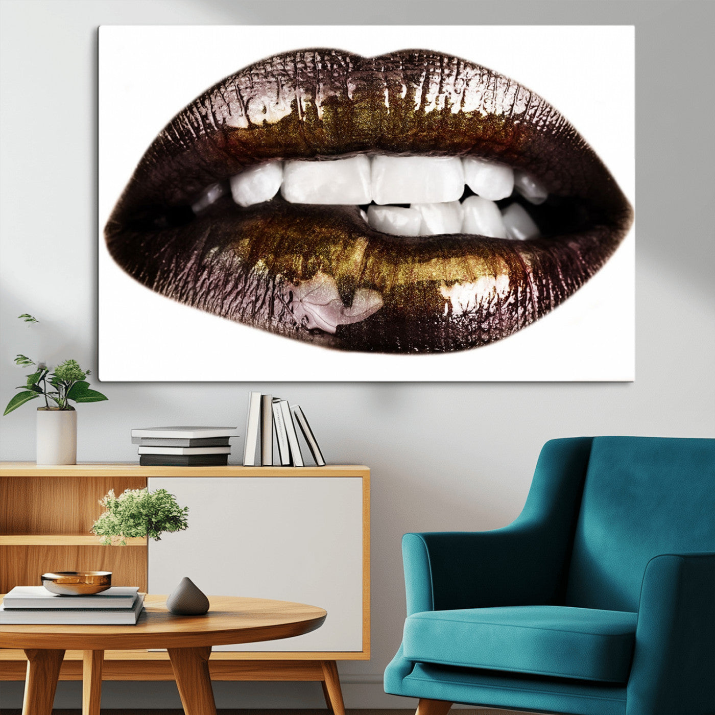 -Close Up Lips Wall Art Canvas Print