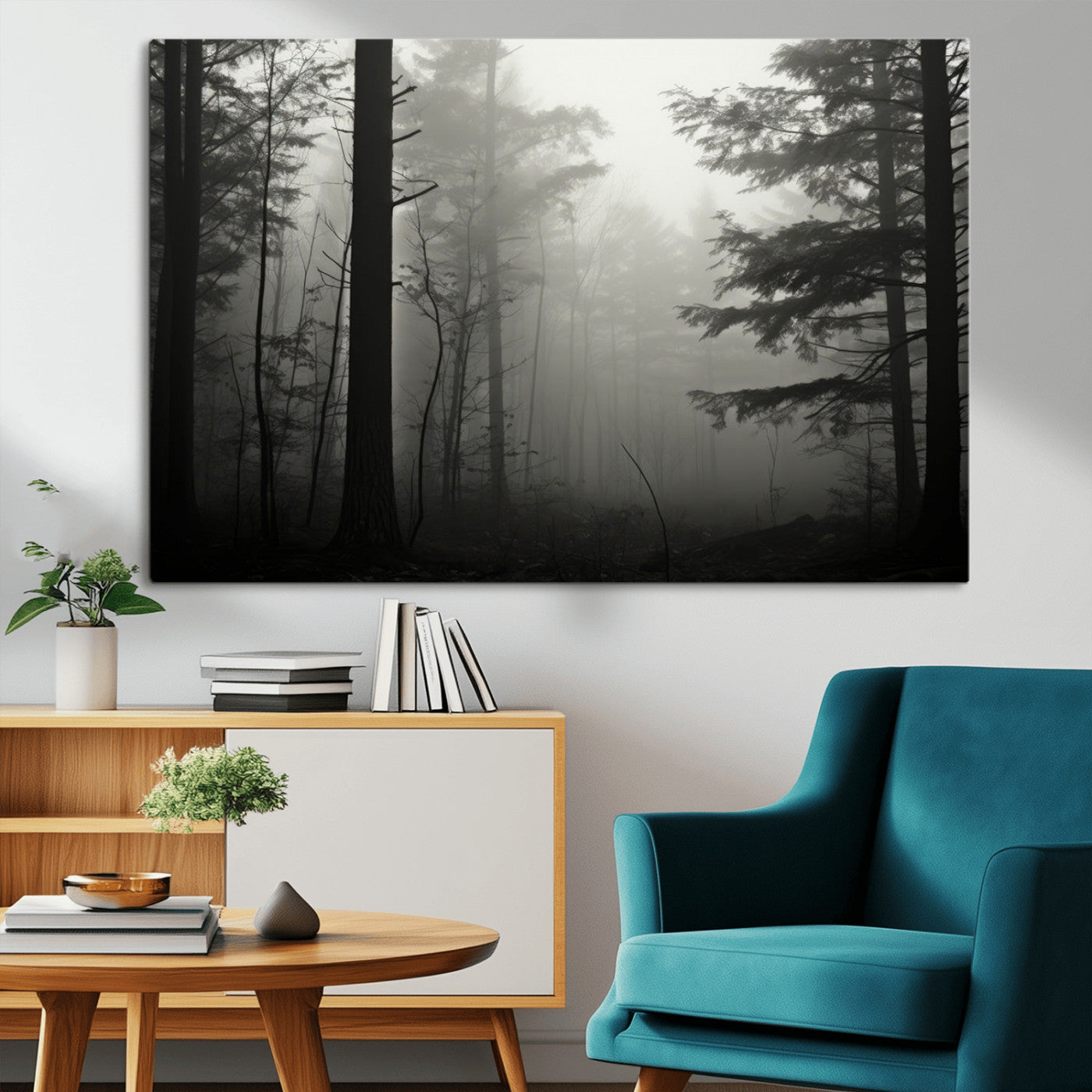 -Misty Forest Wall Art Premium Canvas Print a Foggy and Serene Atmosphere - Nature Wall Art