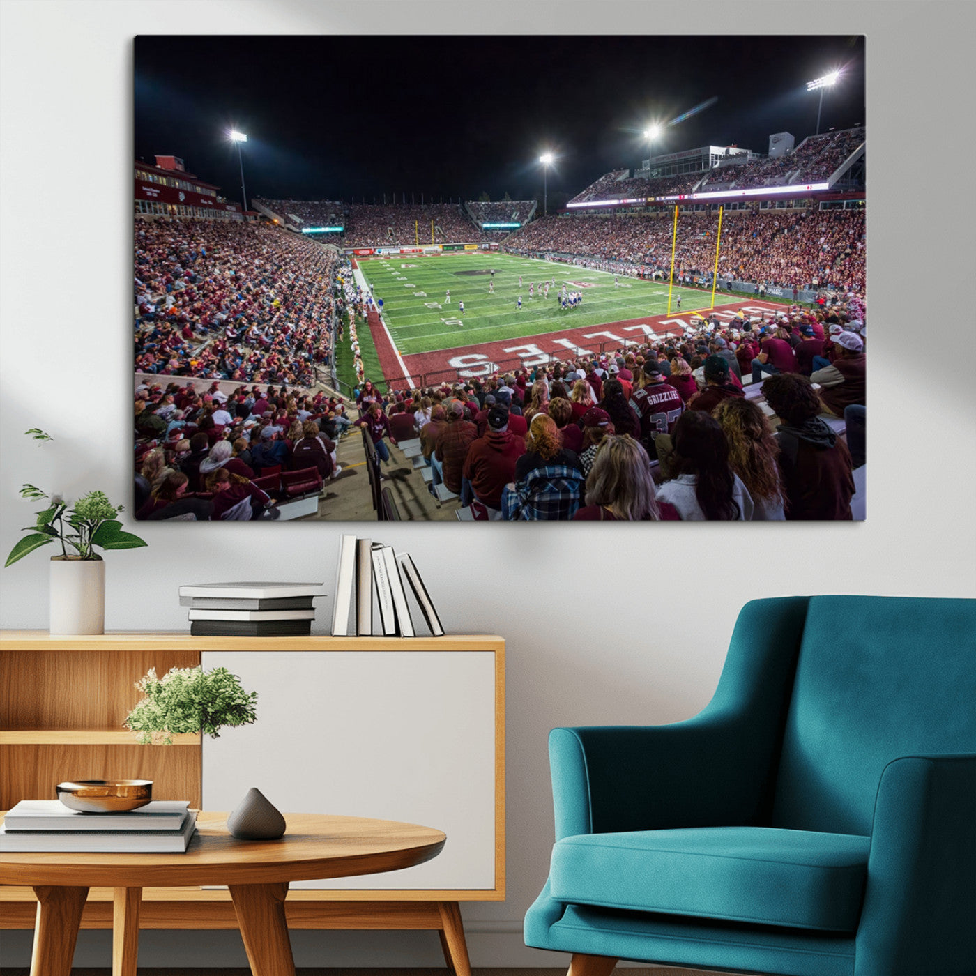 -American Football Wall Art Canvas Print Framed Stadium Sport Wall Art Print Iconic Game Day Decor for Home, Office