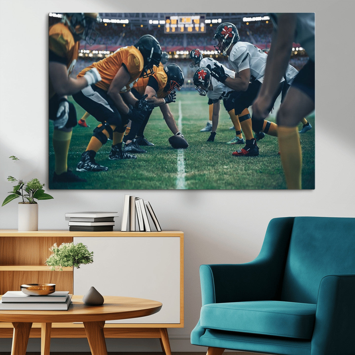 -American Football Playing Wall Art Canvas Print