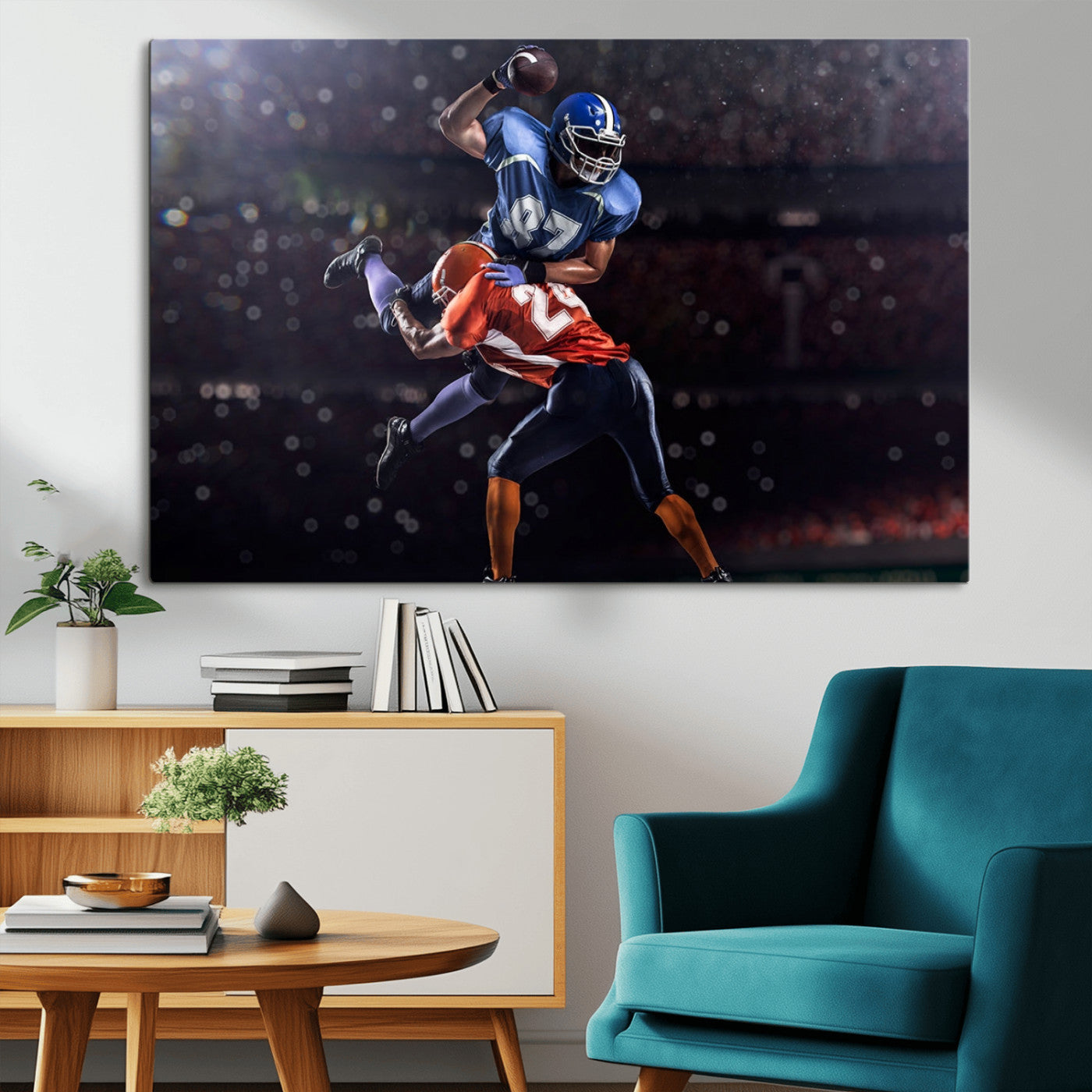 76491-MGV-CV-36X24-American Football Wall Art Canvas Print, Stadium Sport Wall Art Print