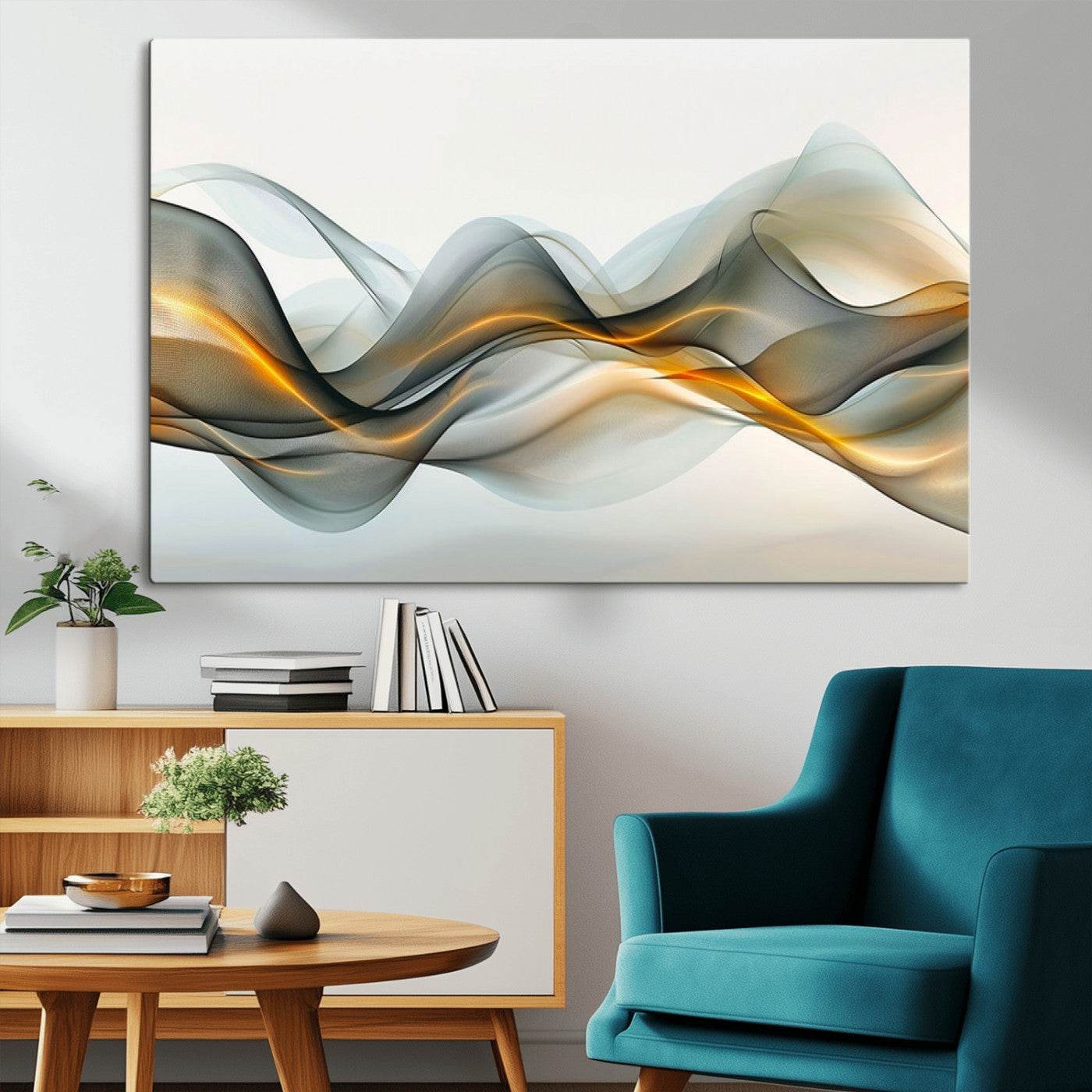 ES1001-MGV-CV-36X24-Abstract Wave Canvas Wall Art – Fluid Contemporary Elegance in Motion – Ready to Hang