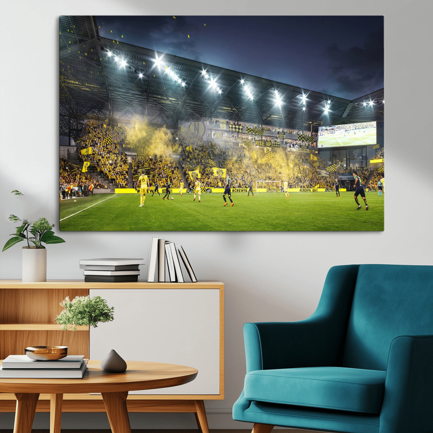 65820-MGV-CV-36X24-Columbus Crew Stadium Match Triple Canvas Wall Art - Dynamic MLS Game Scene Canvas Wall Art
