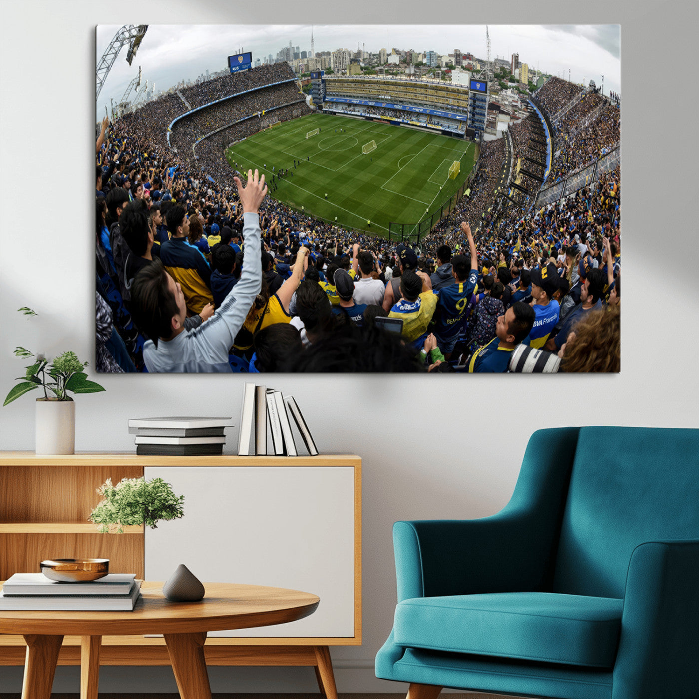 23173-MGV-CV-36X24-Boca Juniors Soccer Team Print - Buenos Aires Bombonera Stadium Wall Art Canvas Print