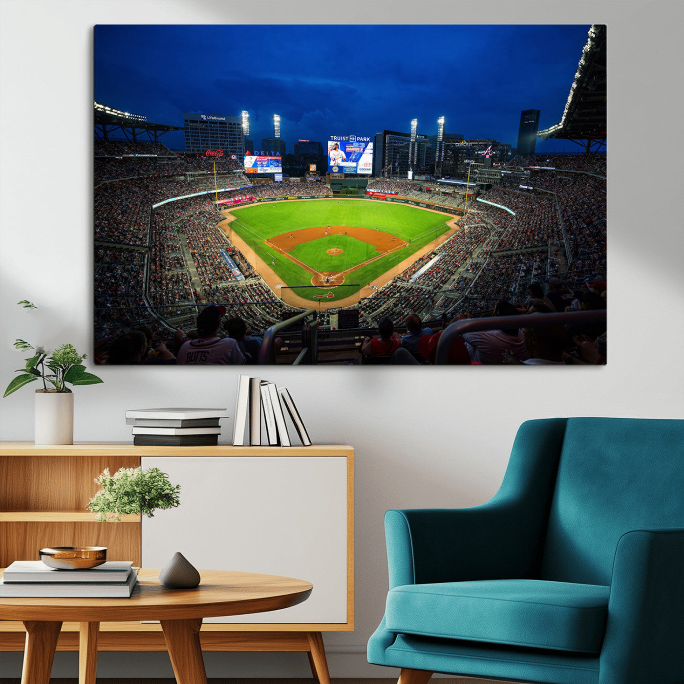 88590-MGV-CV-36X24-Truist Park Night Game Canvas Art - Atlanta Braves Stadium Wall Art Canvas