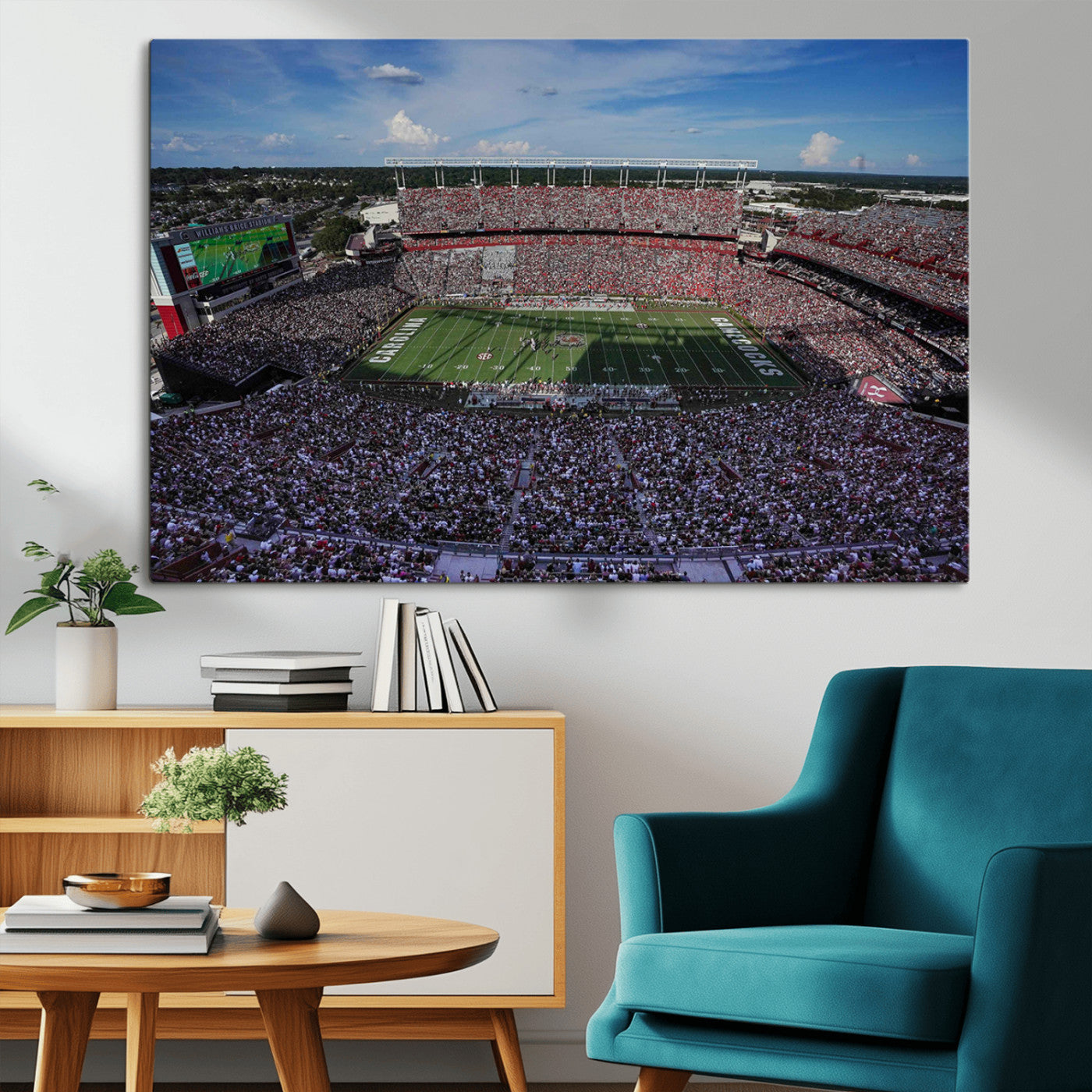 83382-MGV-CV-36X24-South Carolina Gamecocks Football Team Print - Columbia Williams-Brice Stadium Wall Art Canvas Print