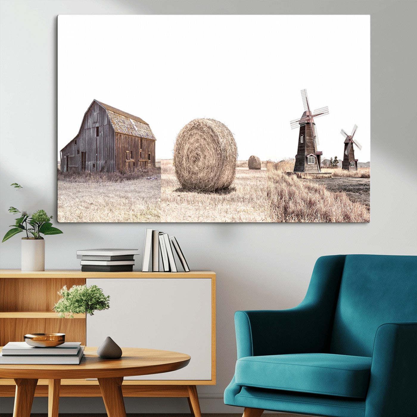 94971-MGV-CV-36X24-Farm Prints Set, Set of 3 Farmhouse Wall Art, Country House Decor