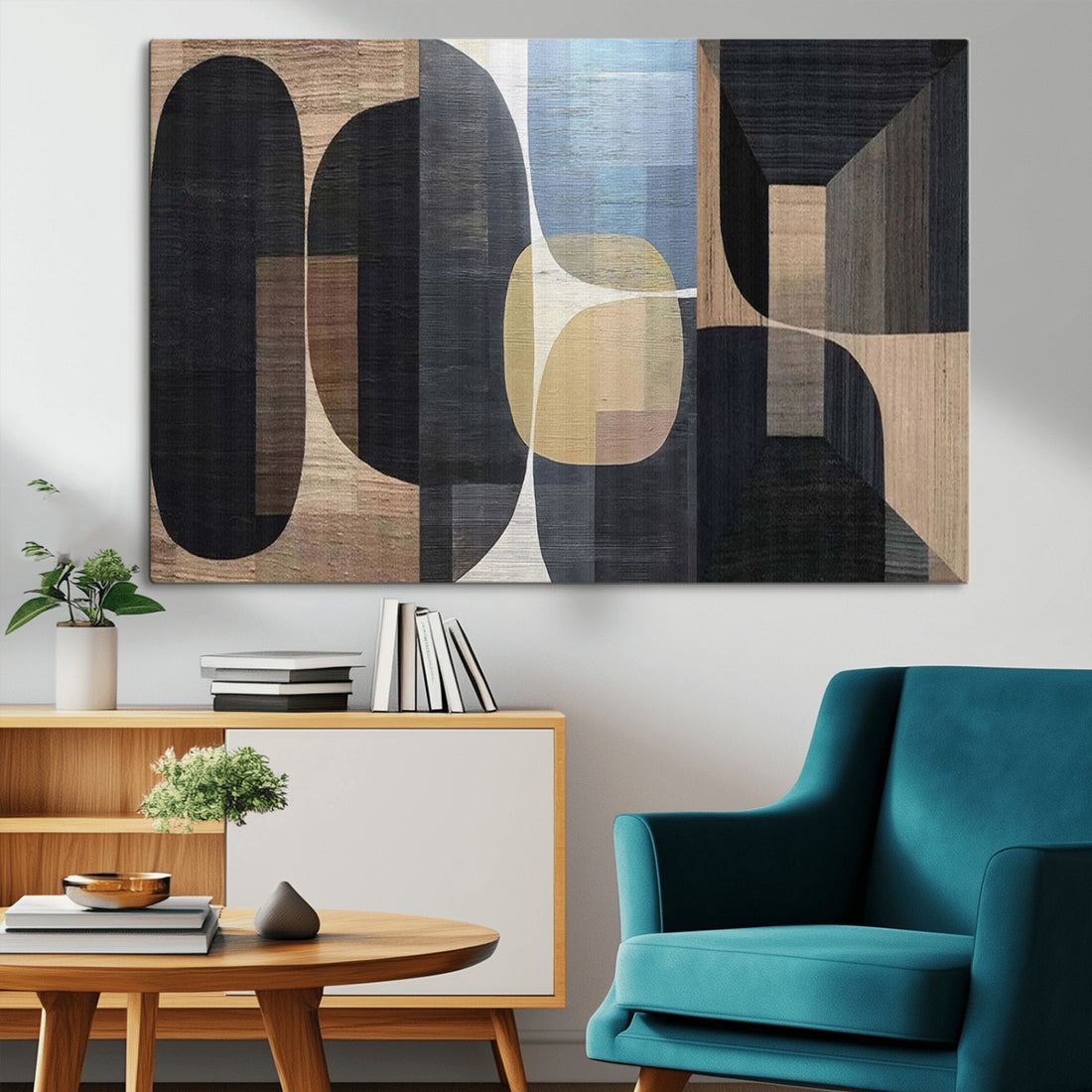 Minimalist Wabi Sabi Abstract Geometric Wall Art Canvas Print, Modern Minimalist Shapes