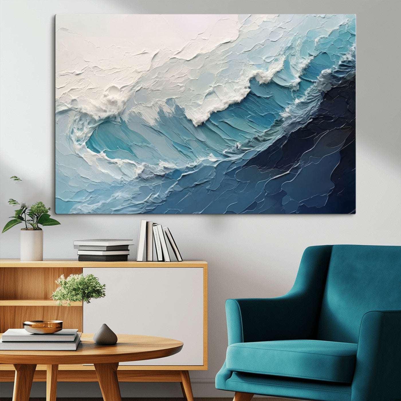 23887-MGV-CV-36X24-Ocean Wave Canvas Wall Art Print – Coastal Living Room Large Ocean Wave Seascape Wall Art for Home, Office, Living Room