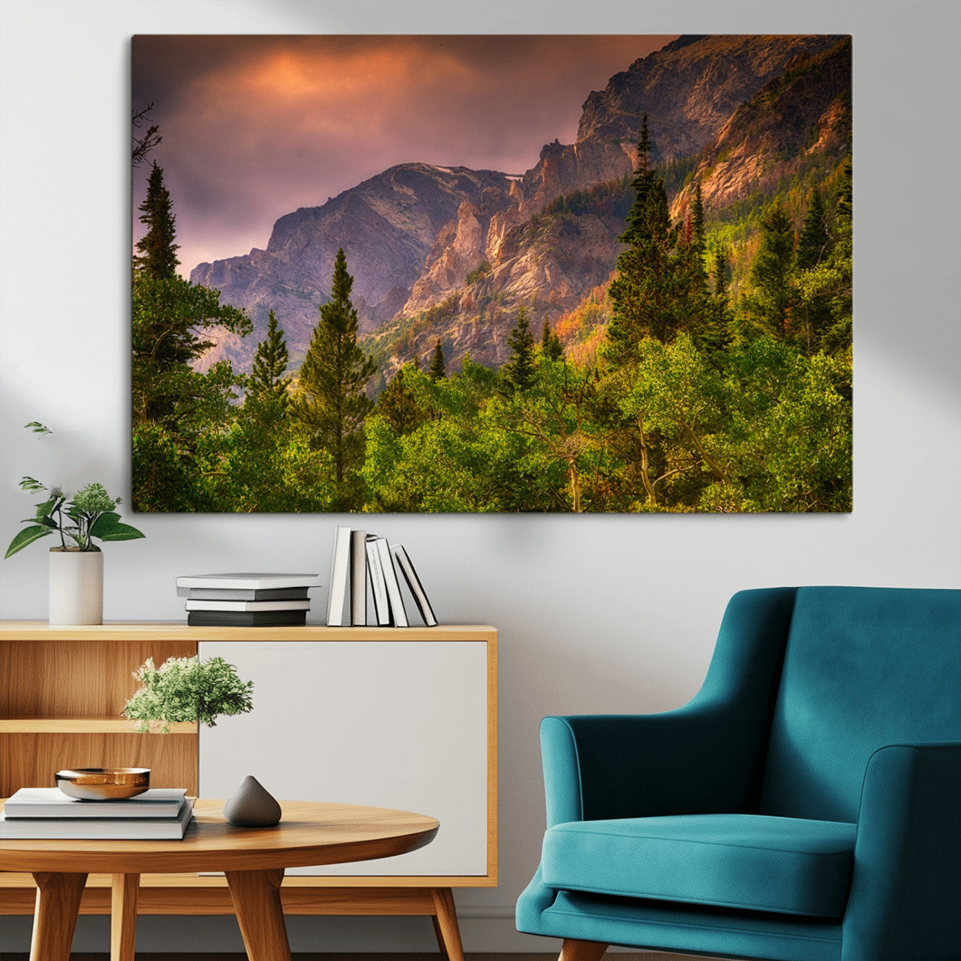 -Colorado Rockies Mountains Wall Art Canvas Print | Ready to Hang Framed Mountain Landscape