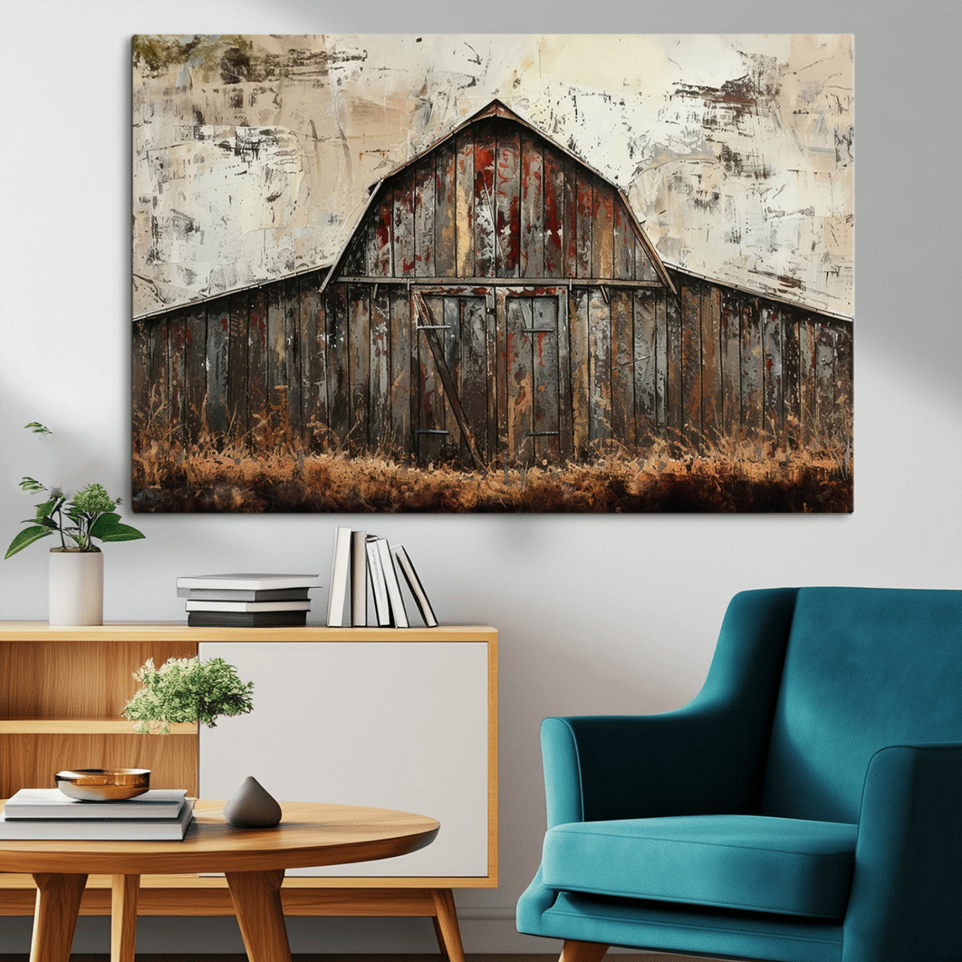 -Rustic Barn Wall Art | Farmhouse Wall Decor Canvas Print | Ready to Hang Barn Decor for Cabin or