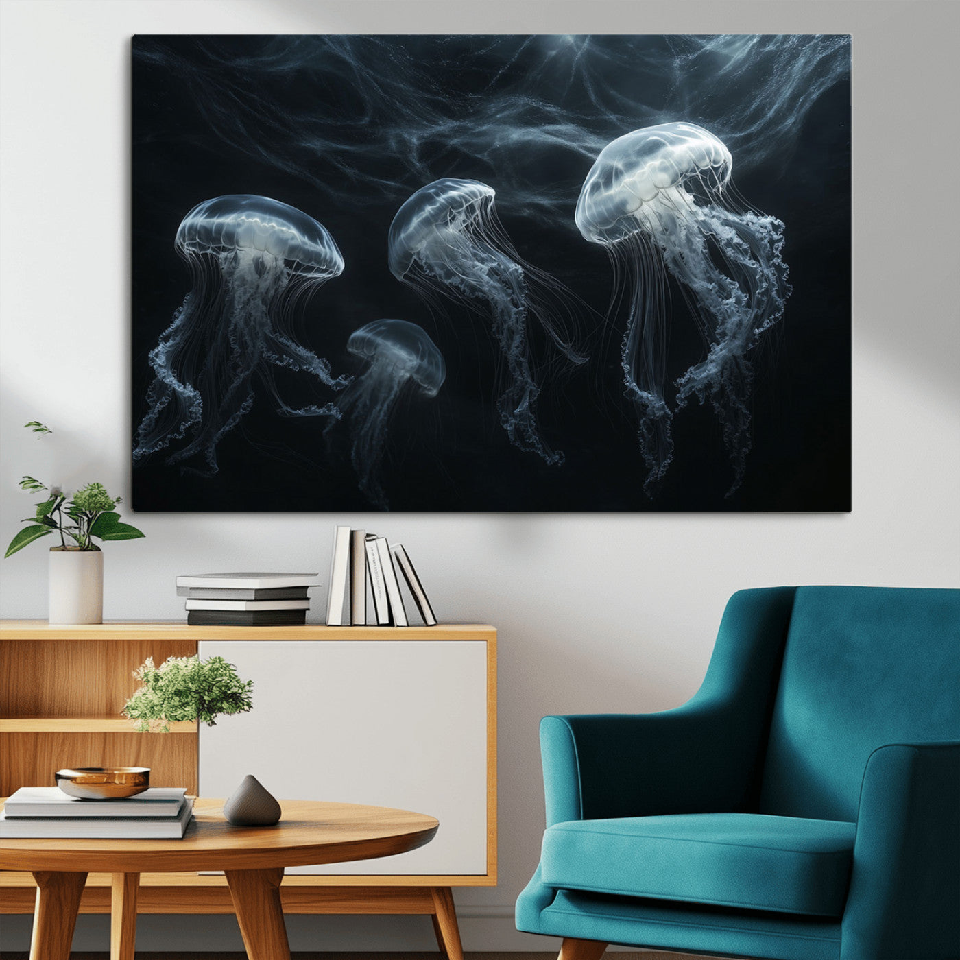 -Jellyfish Wall Art Canvas Print, Elegant Wall Decor