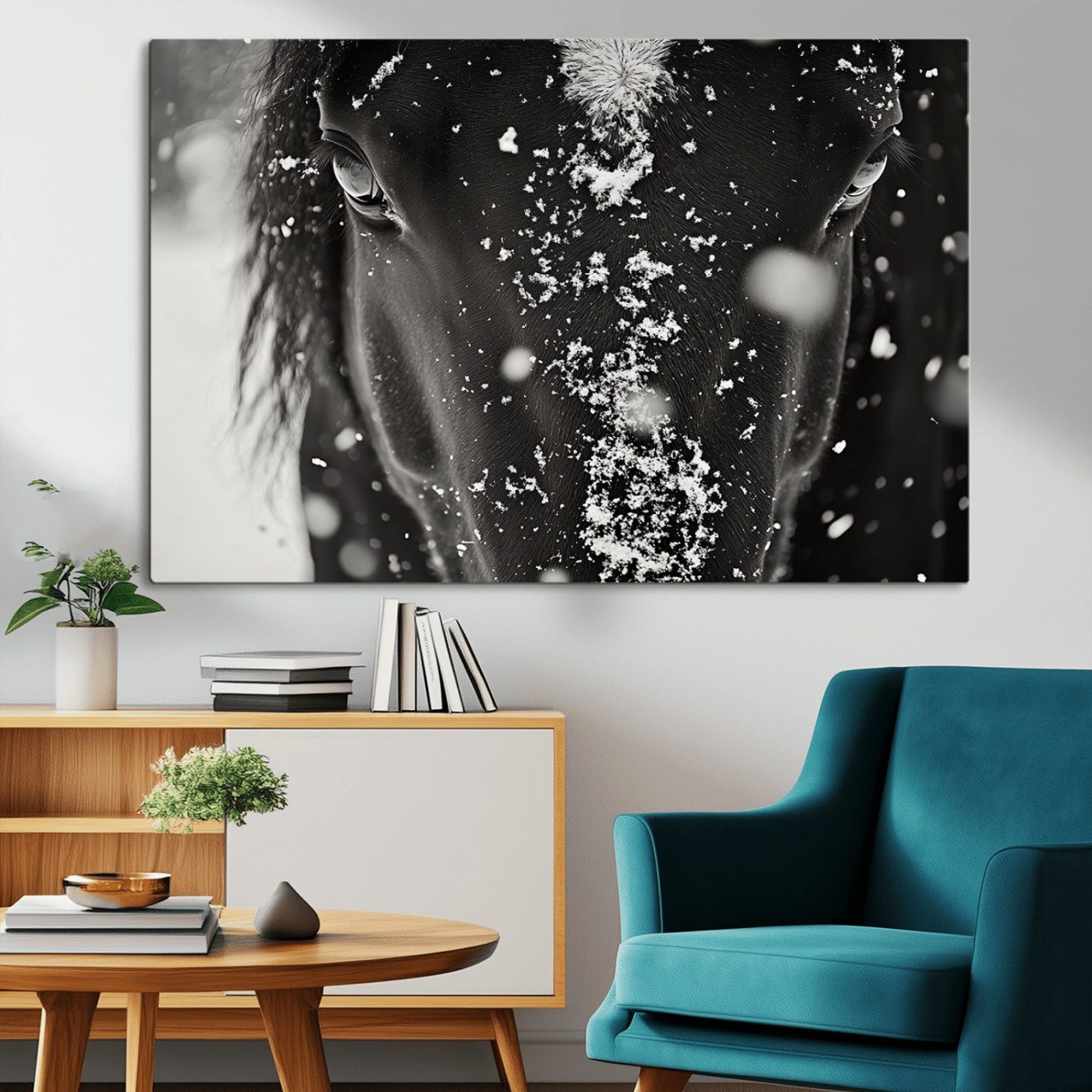 -Winter Horse Snow Wall Art Canvas Print