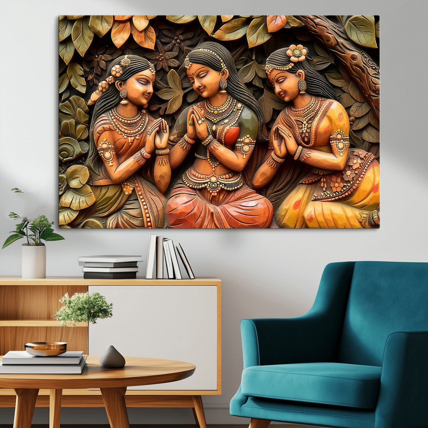 12926-MGV-CV-36X24-Indian Woman Statue Wall Art Canvas Print