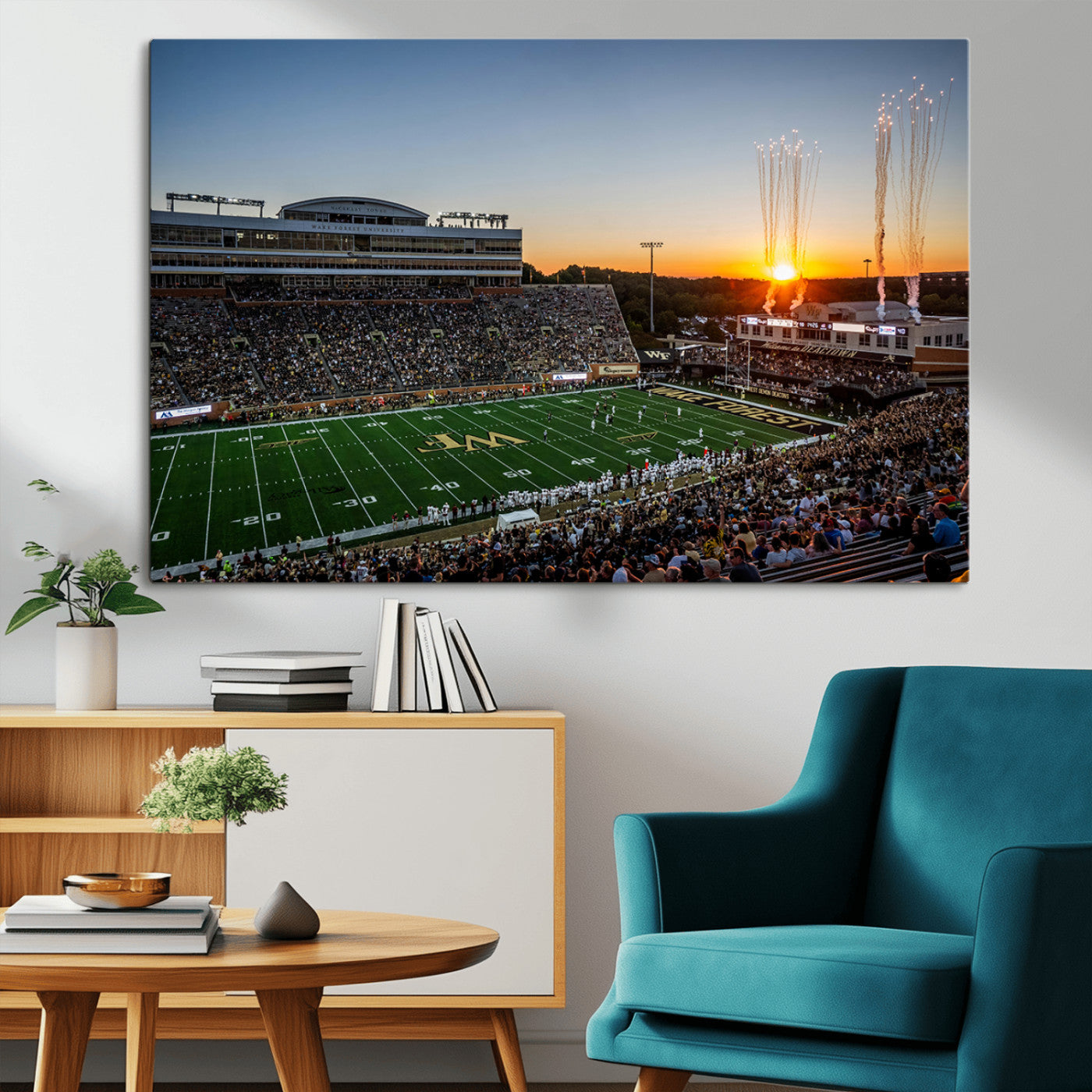 29253-MGV-CV-36X24-Demon Deacons Football Team Print Canvas- Winston-Salem Allegacy Federal Credit Union Stadium Wall