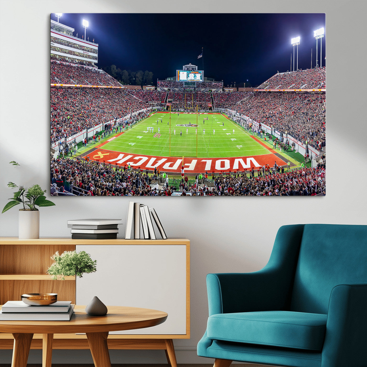 80943-MGV-CV-36X24-Wolfpack Football Team Print - Raleigh Carter-Finley Stadium Wall Art Canvas Print