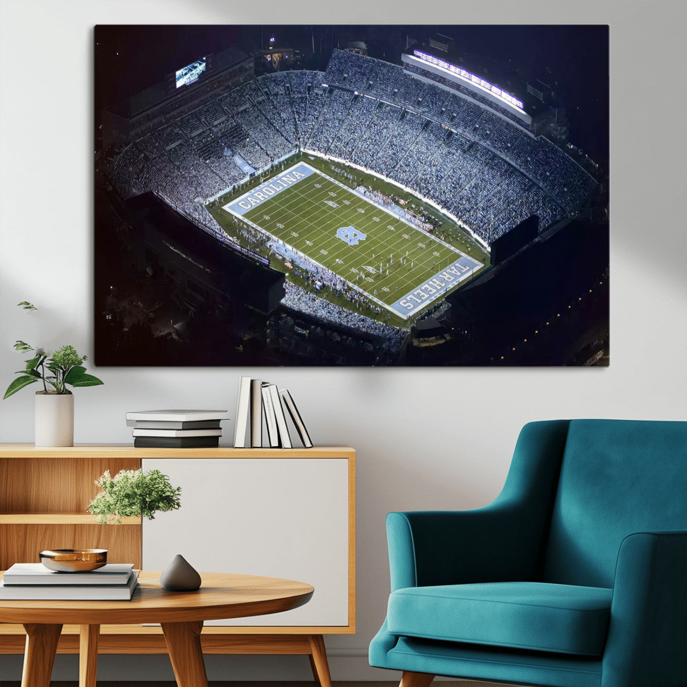 88375-MGV-CV-36X24-University of North Carolina Tar Heels Football Team Print - Chapel Hill Kenan Memorial Stadium