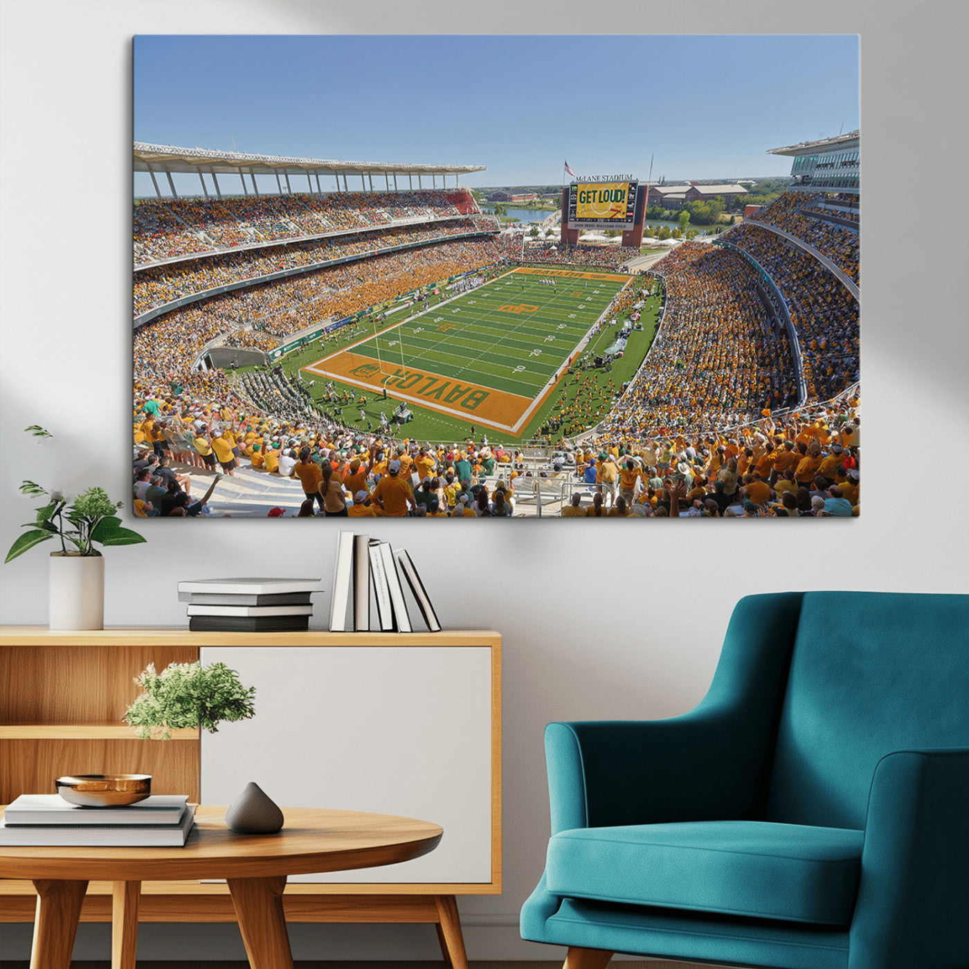 49912-MGV-CV-36X24-Baylor University Bears Football Team Print - Waco McLane Stadium Wall Art Canvas Print