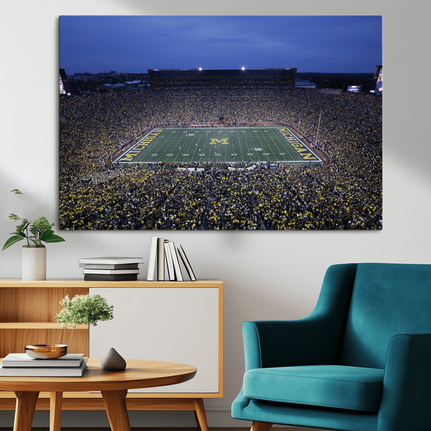 34202-MGV-CV-36X24-University of Michigan Wolverines Football Team Print - Ann Arbor Michigan Stadium Wall Art Canvas
