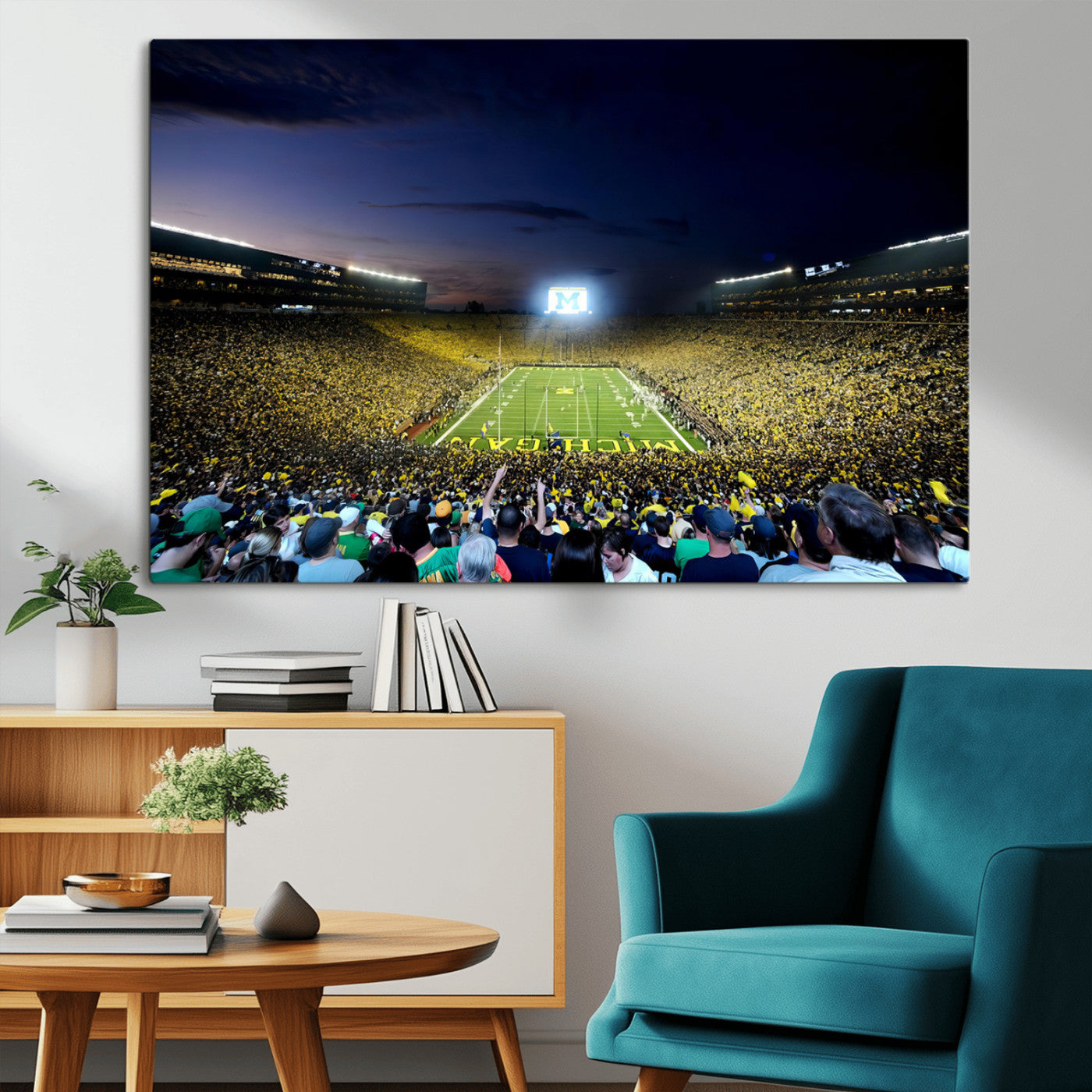 22115-MGV-CV-36X24-University of Michigan Wolverines Football Team Print - Ann Arbor Michigan Stadium Canvas Print