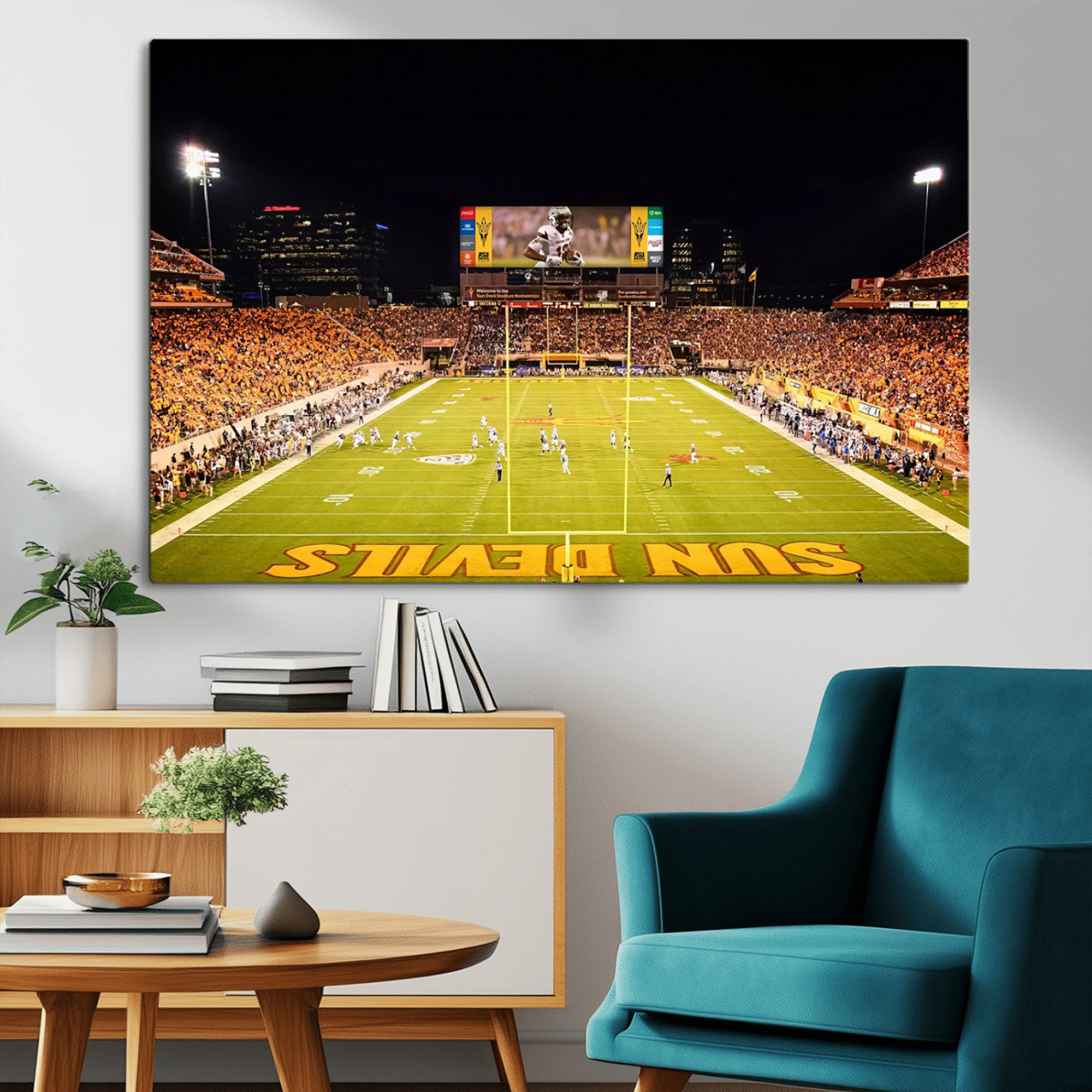 87612-MGV-CV-36X24-ASU Sun Devils Football Team Print - Phoenix Mountain America Stadium Canvas Print