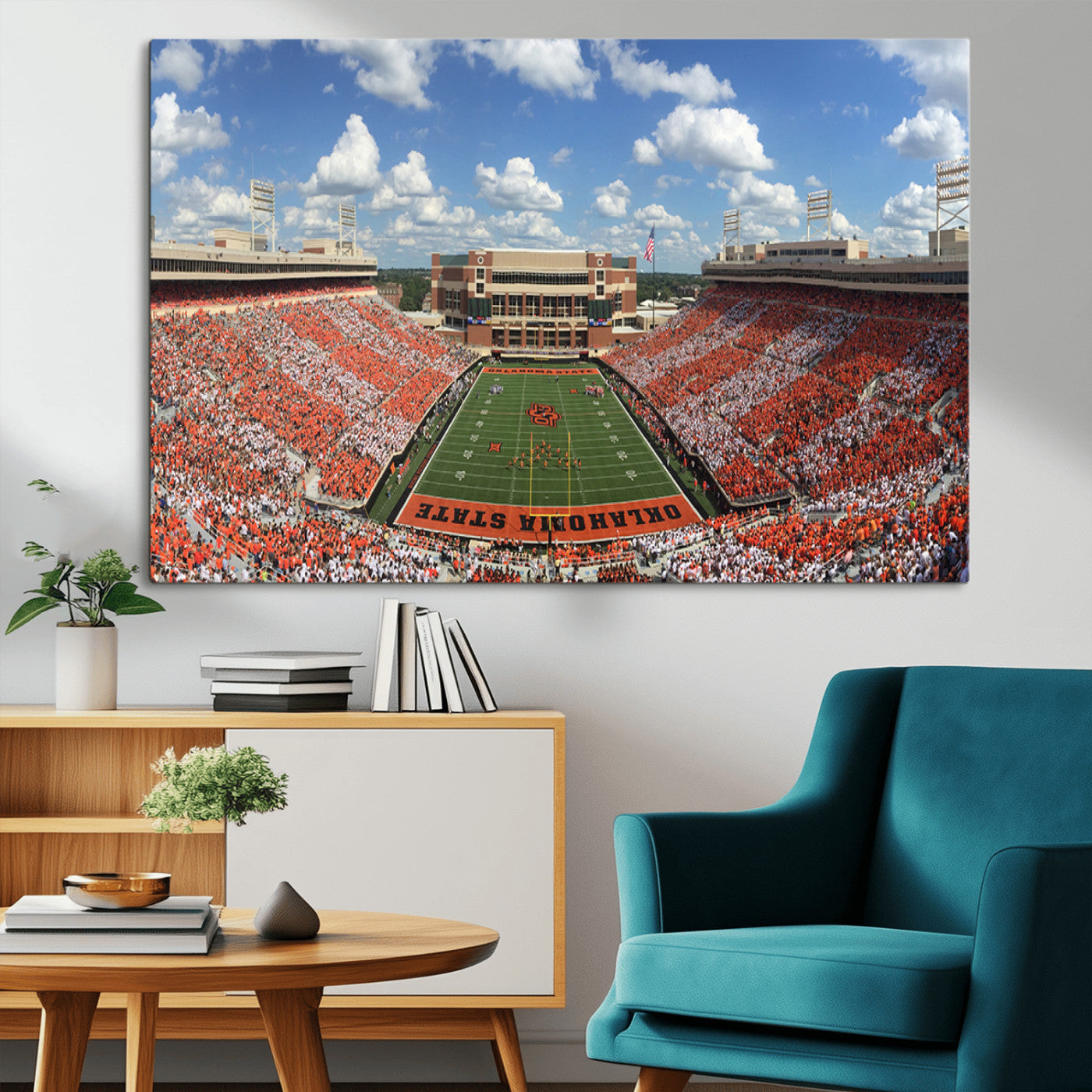 65192-MGV-CV-36X24-Oklahoma State Cowboys Football Team Print - Stillwater Boone Pickens Stadium Wall Art Canvas Print