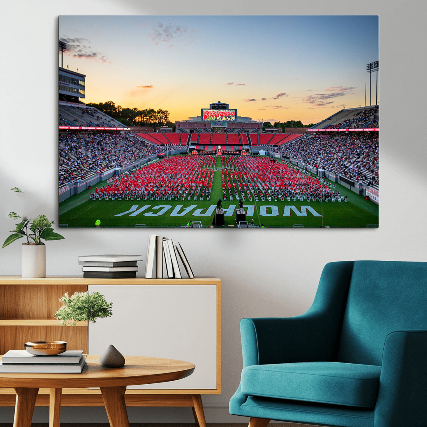 -NC State Wolfpack Football Team Print Wall Art - Raleigh Carter-Finley Stadium Wall Art Canvas Print