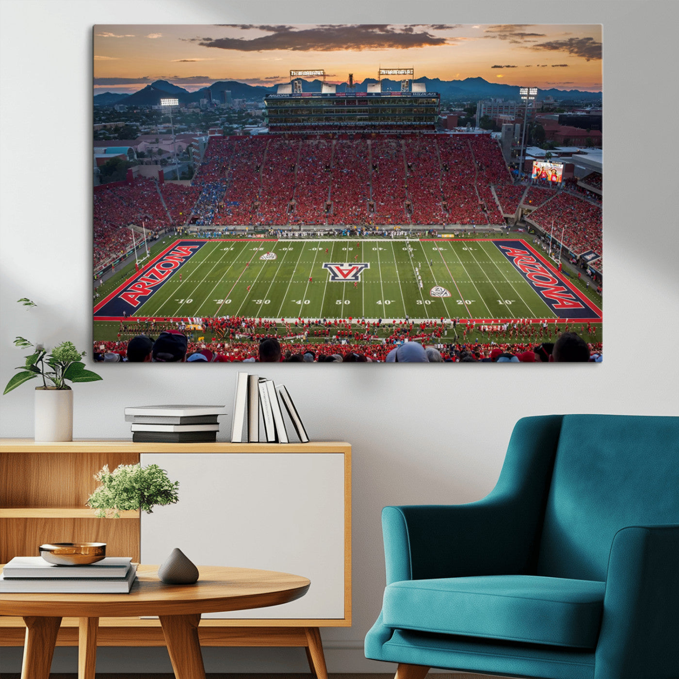 99722-MGV-CV-36X24-Framed Arizona Wildcats Football Team Print - Tucson Arizona Stadium Wall Art Canvas Print