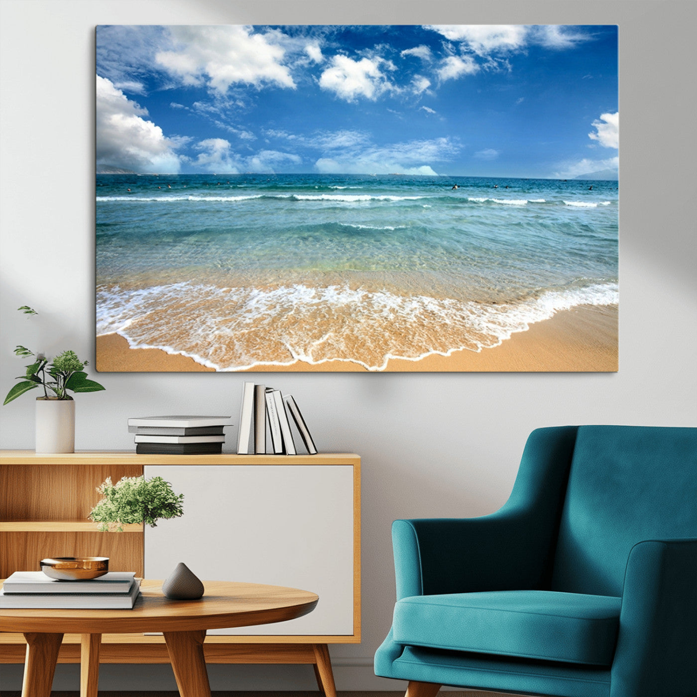 -Sea View From the Beach Canvas Print
