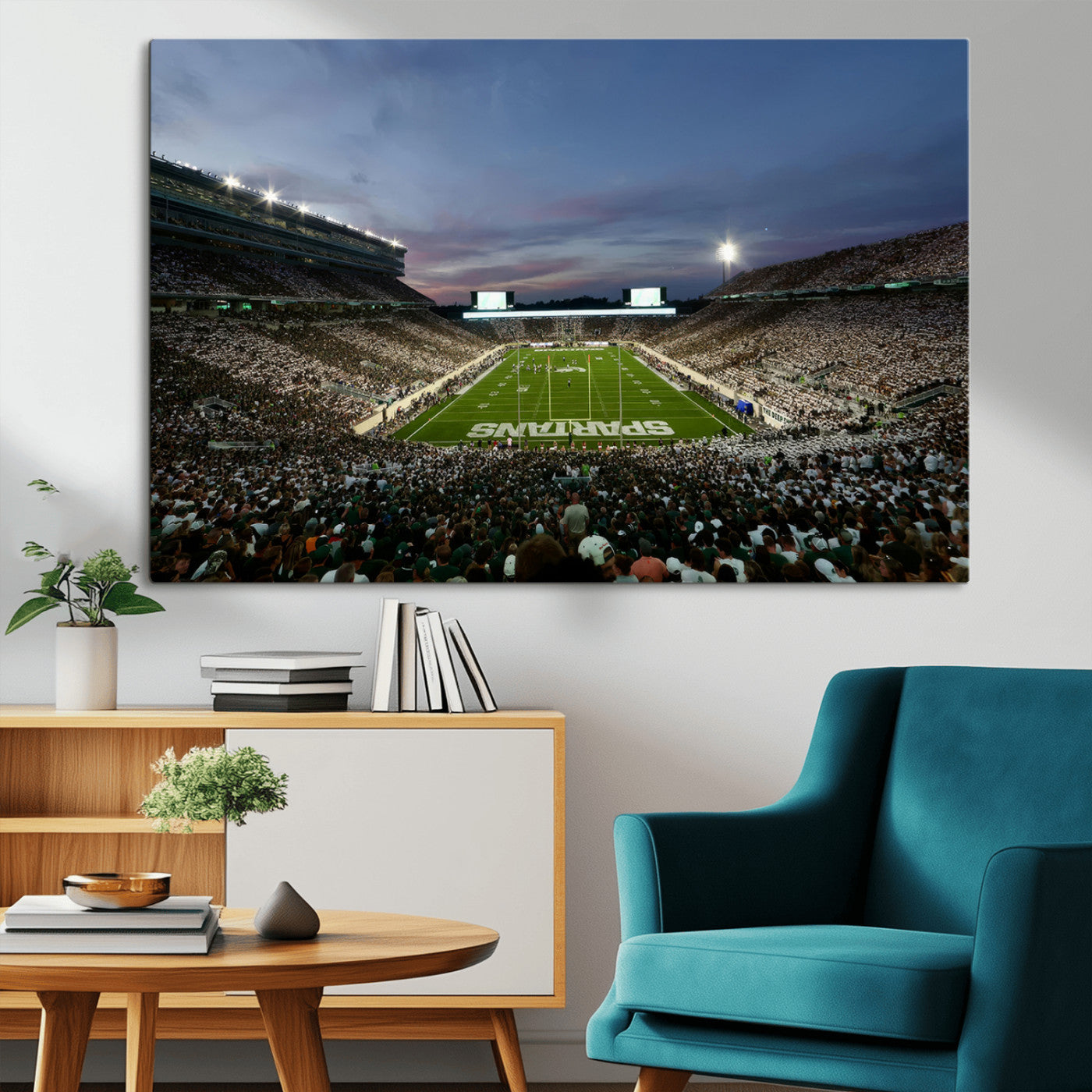 90831-MGV-CV-36X24-Michigan State Spartans Football Team Print - East Lansing Spartan Stadium Canvas Print