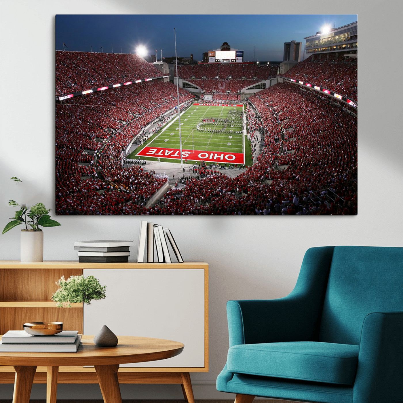 -Ohio State University Buckeyes Football Team Print - Columbus Ohio Stadium Wall Art Canvas Print