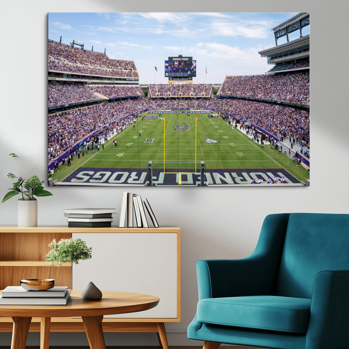 27650-MGV-CV-36X24-TCU Horned Frogs Football Team Print - Fort Worth Amon G. Carter Stadium Wall Art Canvas Print