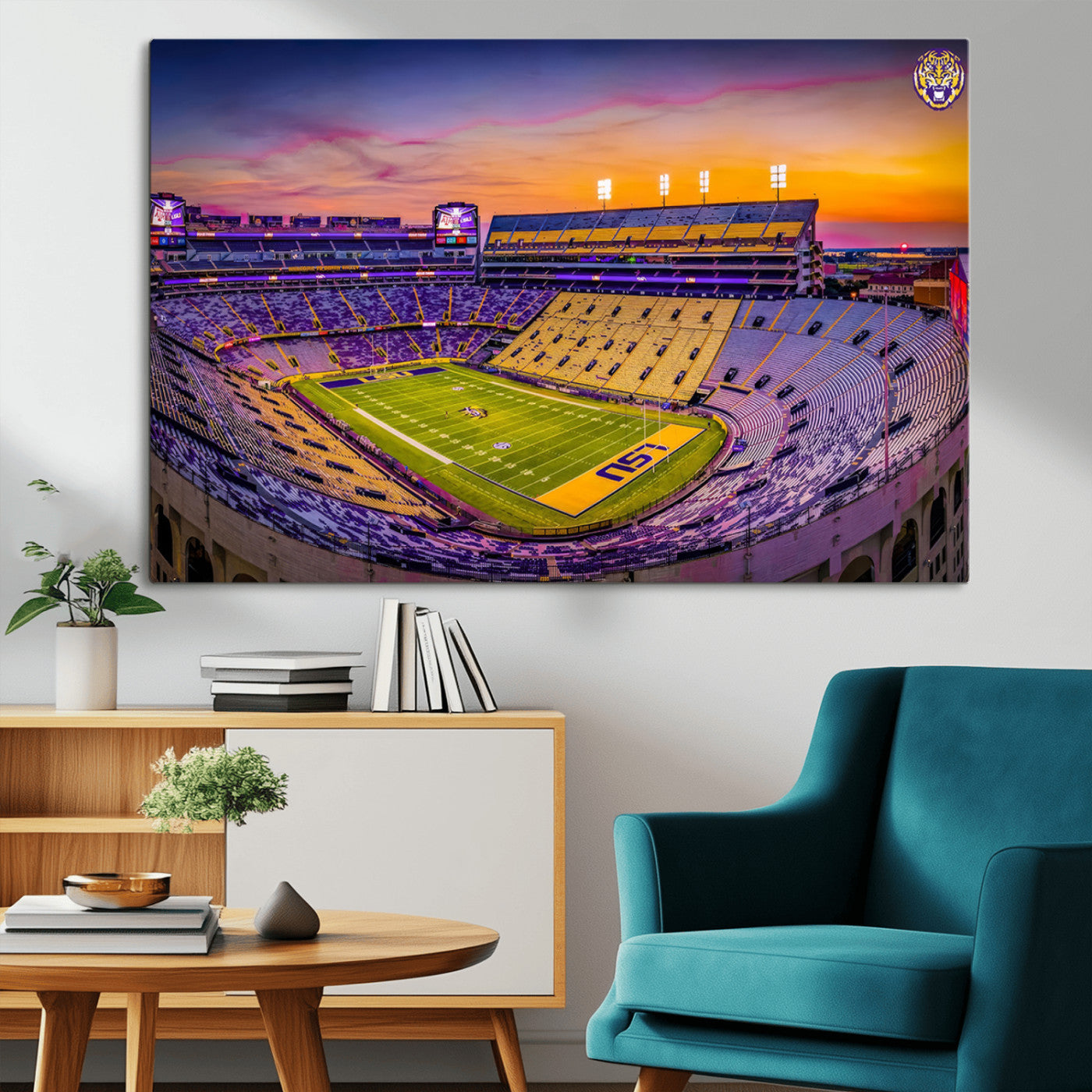 93538-MGV-CV-36X24-The Louisiana State University Tigers Football Team Print - Baton Rouge Tiger Stadium Wall Art