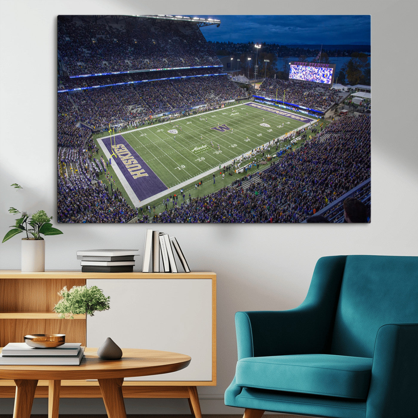 84780-MGV-CV-36X24-The University of Washington Huskies Football Team Print - Seattle Husky Stadium Wall Art Canvas