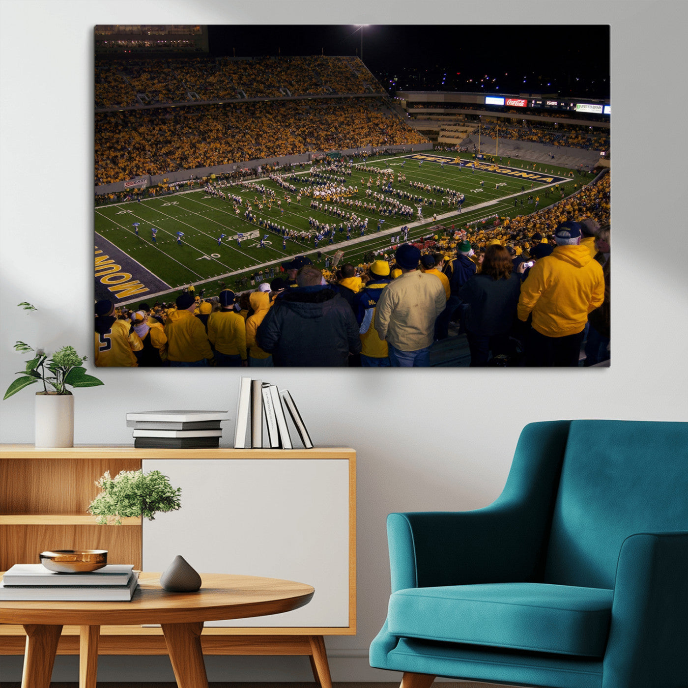 -West Virginia Uni Mountaineers Football Team Print - Milan Puskar Stadium Canvas Print Wall Art,