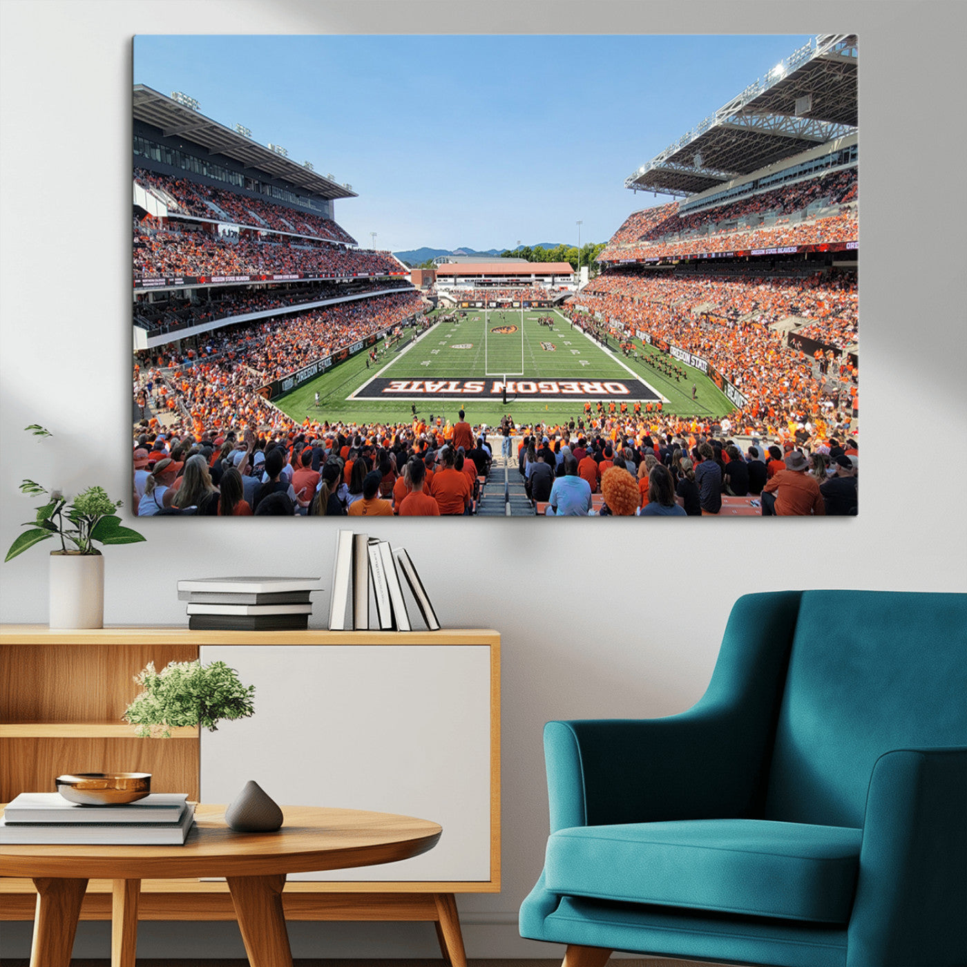 35211-MGV-CV-36X24-Oregon State Beavers Football Team Print - Corvallis Reser Stadium Wall Art Canvas Print