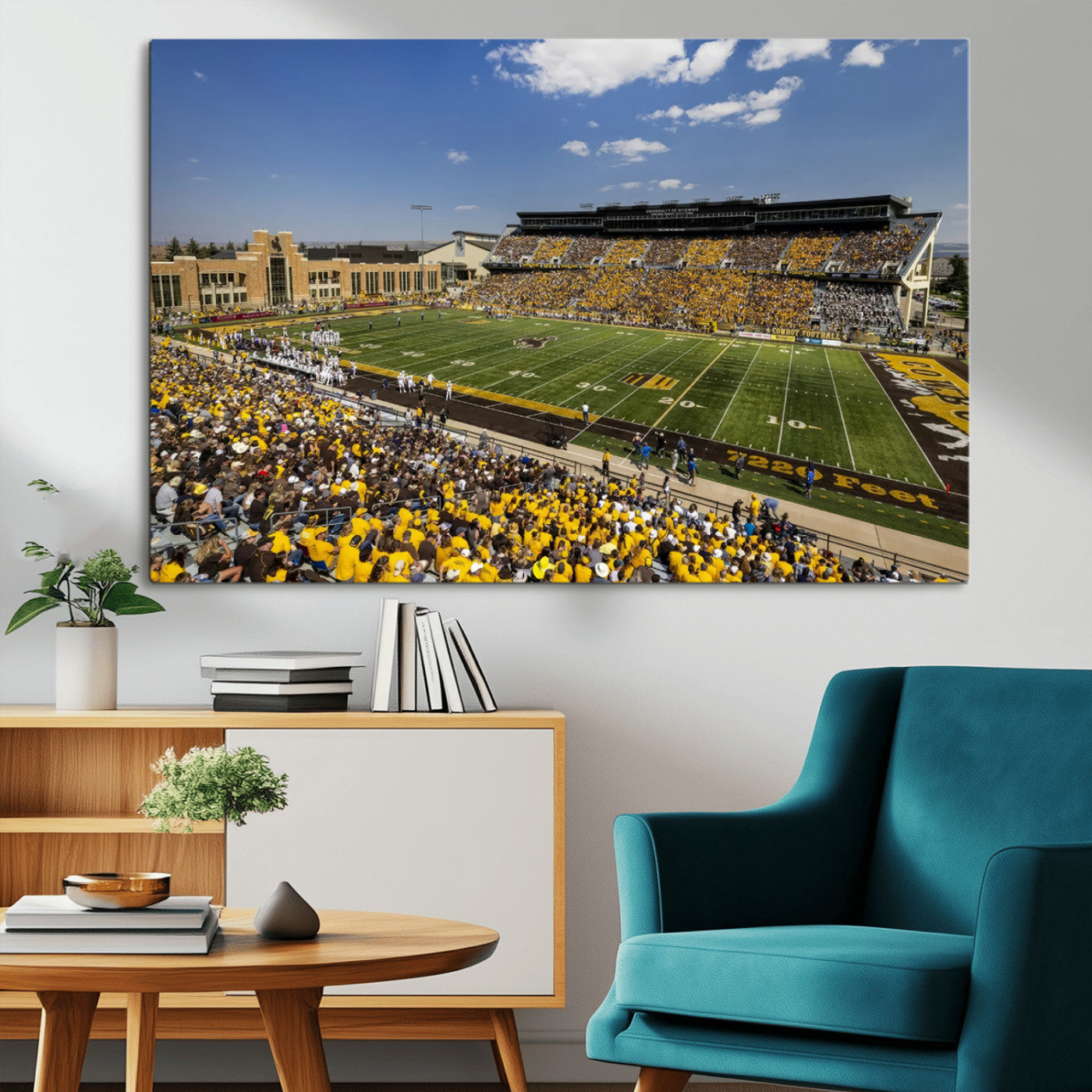 75112-MGV-CV-36X24-University of Wyoming Cowboys Football Team Print - Laramie Jonah Field War Memorial Stadium Wall