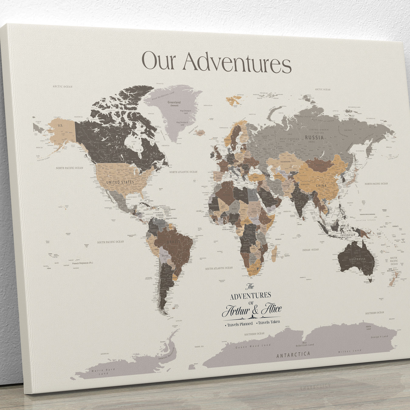 -Personalized Push Pin World Map Canvas – Custom Framed Travel Tracker Wall Art, Large Adventure Map with Pins for Home, Office