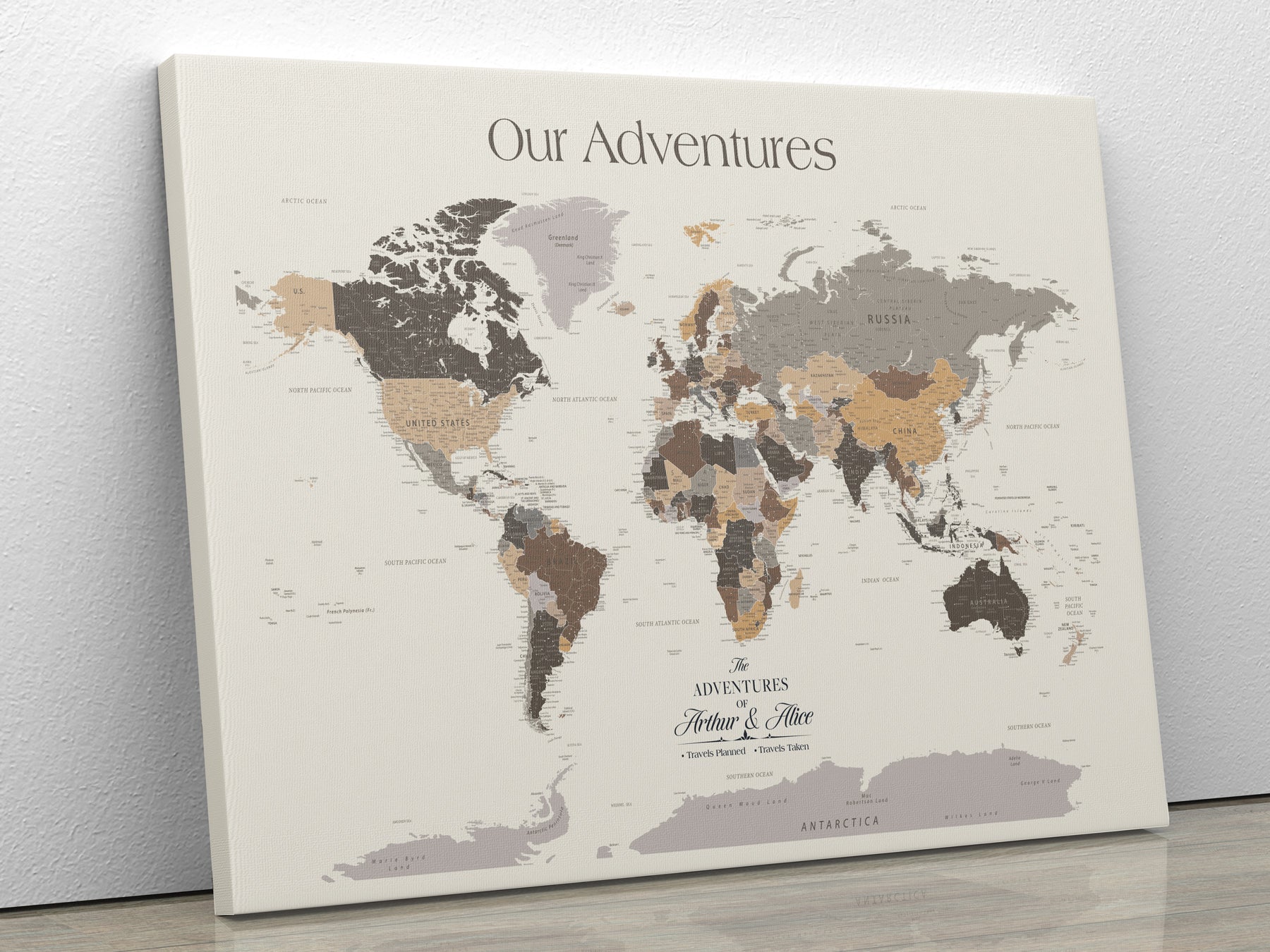 -Personalized Push Pin World Map Canvas – Custom Framed Travel Tracker Wall Art, Large Adventure Map with Pins for Home, Office