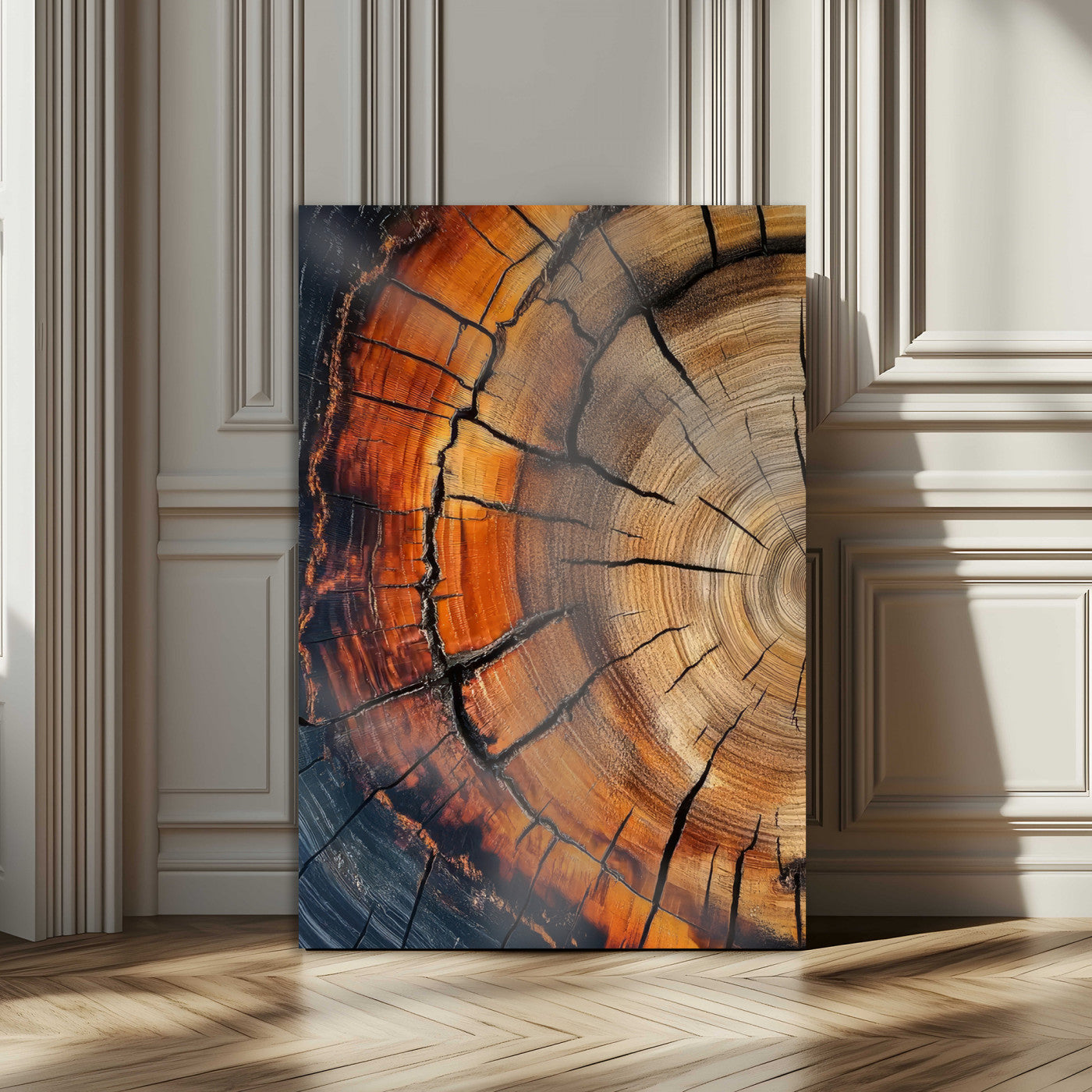33751185-MGV-CV-24X36-Tree Rings Wall Art Canvas Print – Rustic Wood Grain Texture Natural Pattern Warm Earthy Artwork for Home Office