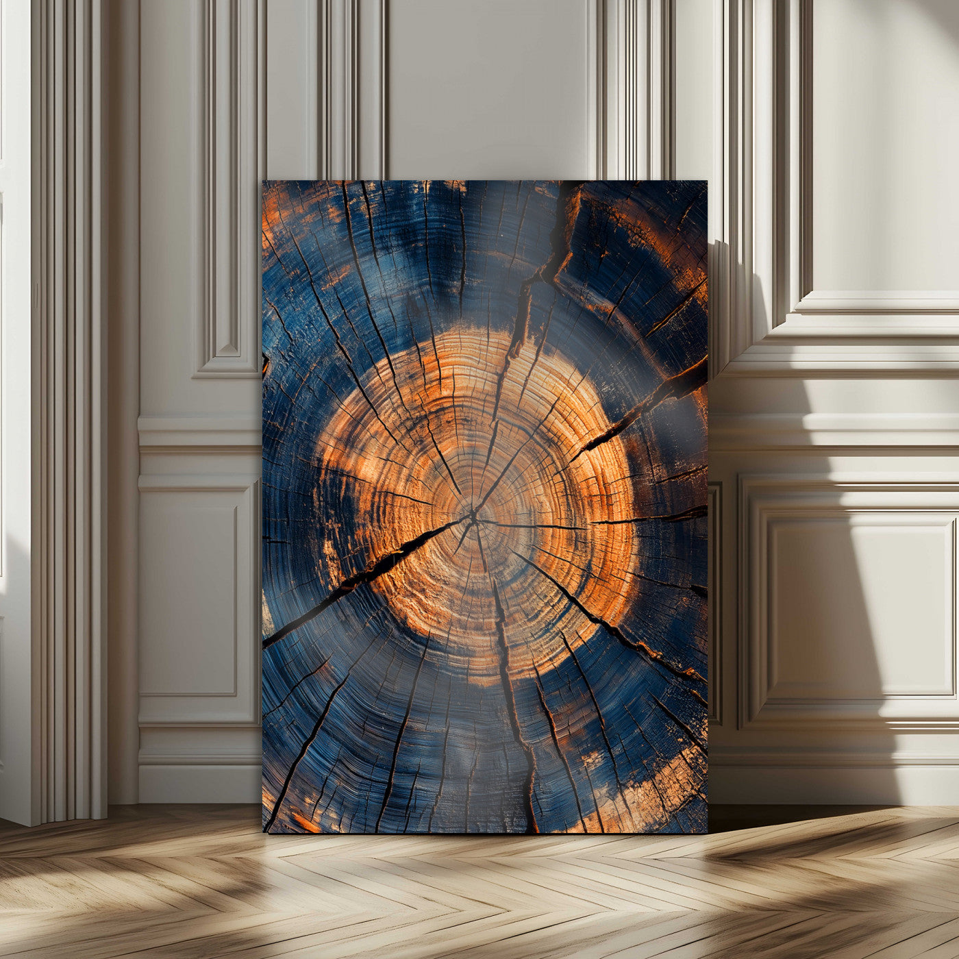 70513247-MGV-CV-24X36-Tree Rings Wall Art Canvas Print – Rustic Wood Grain Texture Framed Industrial Nature Artwork for Home Office, Living Room