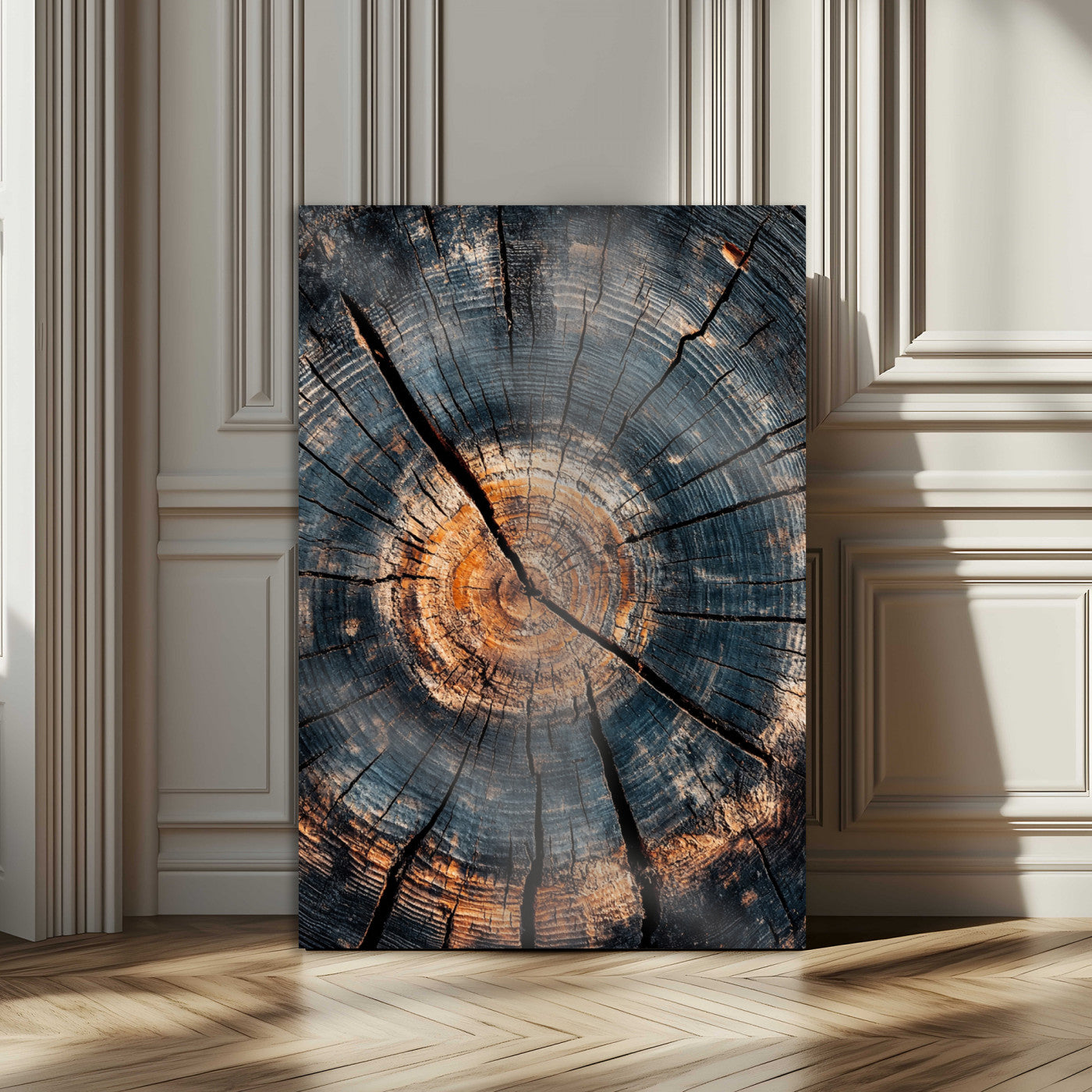 77995348-MGV-CV-24X36-Tree Rings Wall Art Canvas Print – Framed Rustic Wood Texture Natural Pattern Artwork for Home and Office Decor