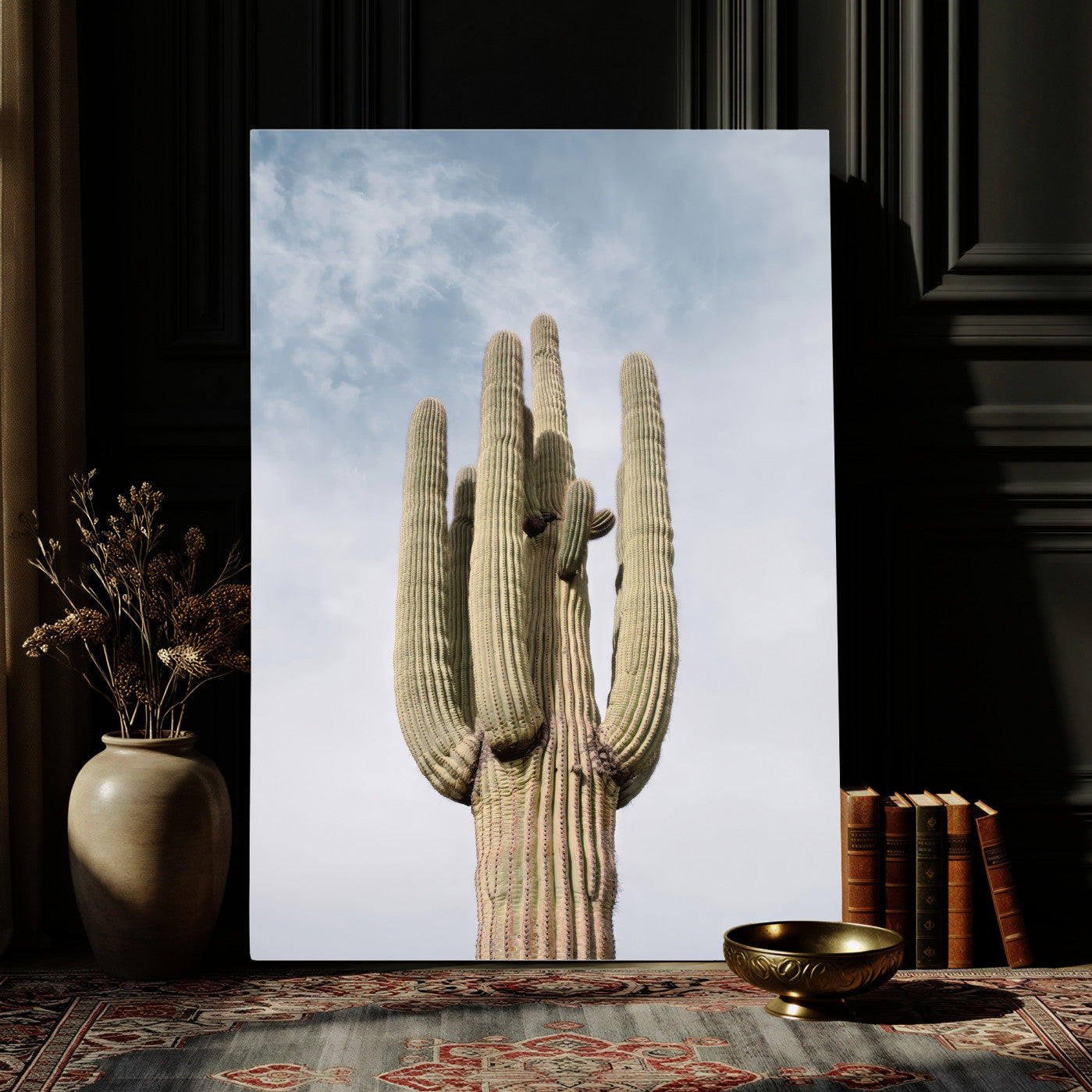 44868276-MGV-CV-24X36 - Desert Cactus Wall Art – Tall Spines Canvas Print, Arid Landscape & Blue Sky for Living Room or Southwest Outdoor Decor