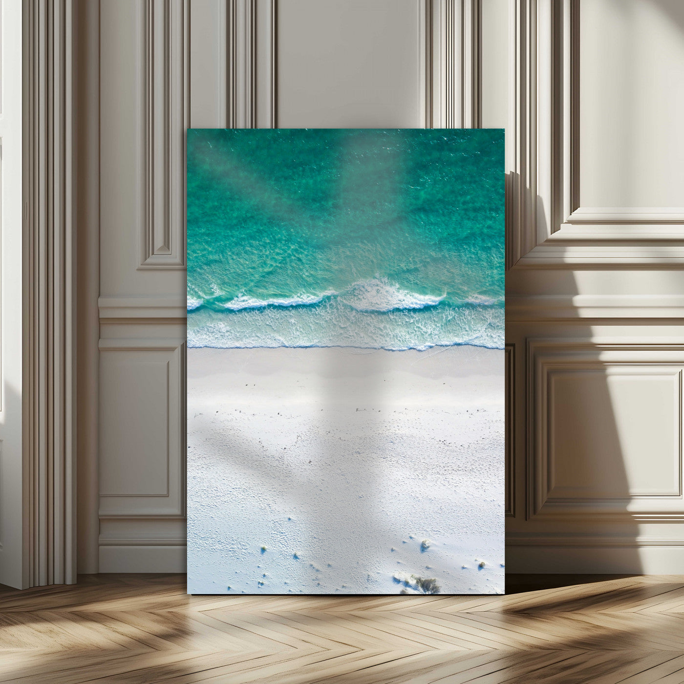-Soft Waves Wall Art Canvas Print, Framed Seaside Escape Art Picture Print, Minimalist Beach Aesthetic Perfect Coastal Minimalist Decor Artwork
