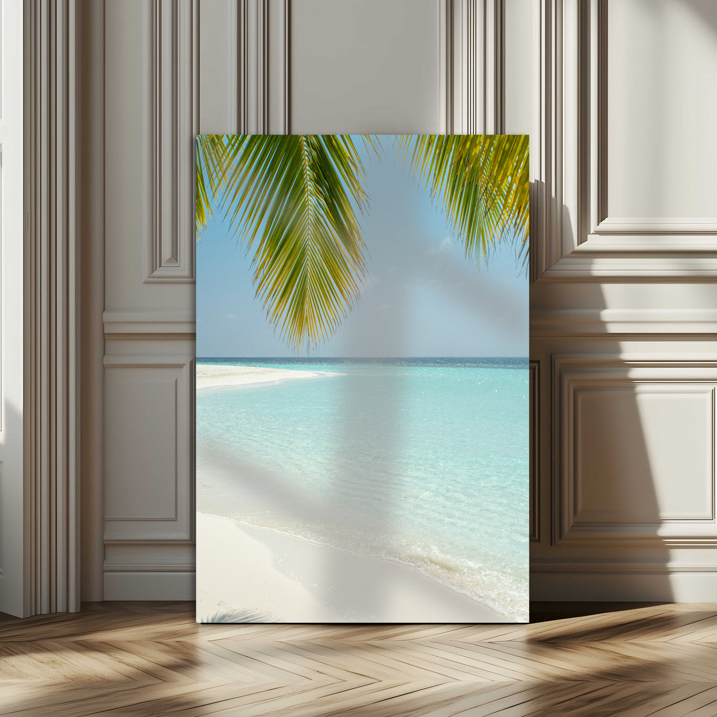 90359351-MGV-CV-24X36-Azure Water Wall Art Canvas Print – Tranquil Island Escape Clear Blue Ocean Minimalist Coastal Artwork for Home, Office