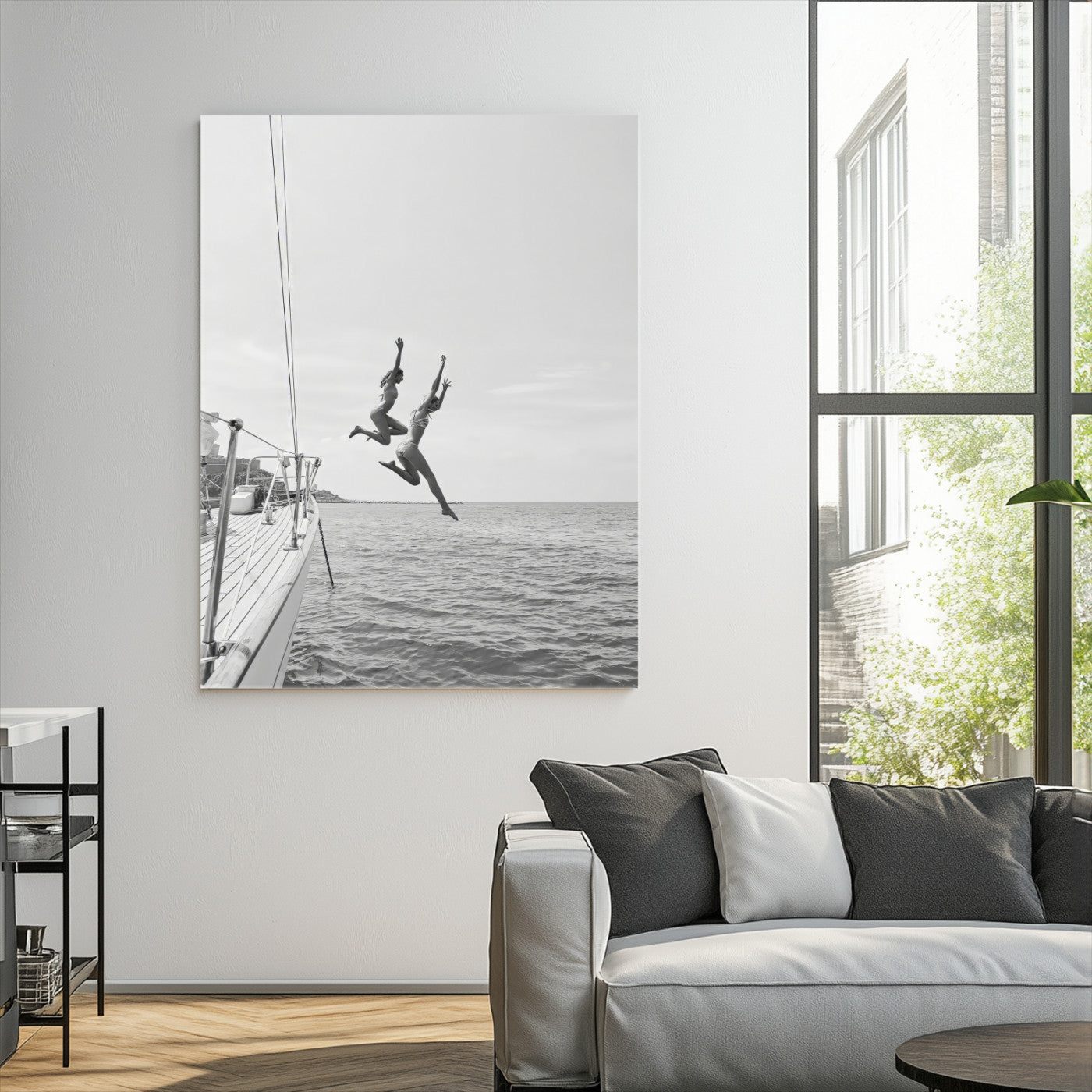 -Sailing Wall Art Canvas Print, Framed Ocean Adventure Art Picture Print, Summer Perfect Minimalism