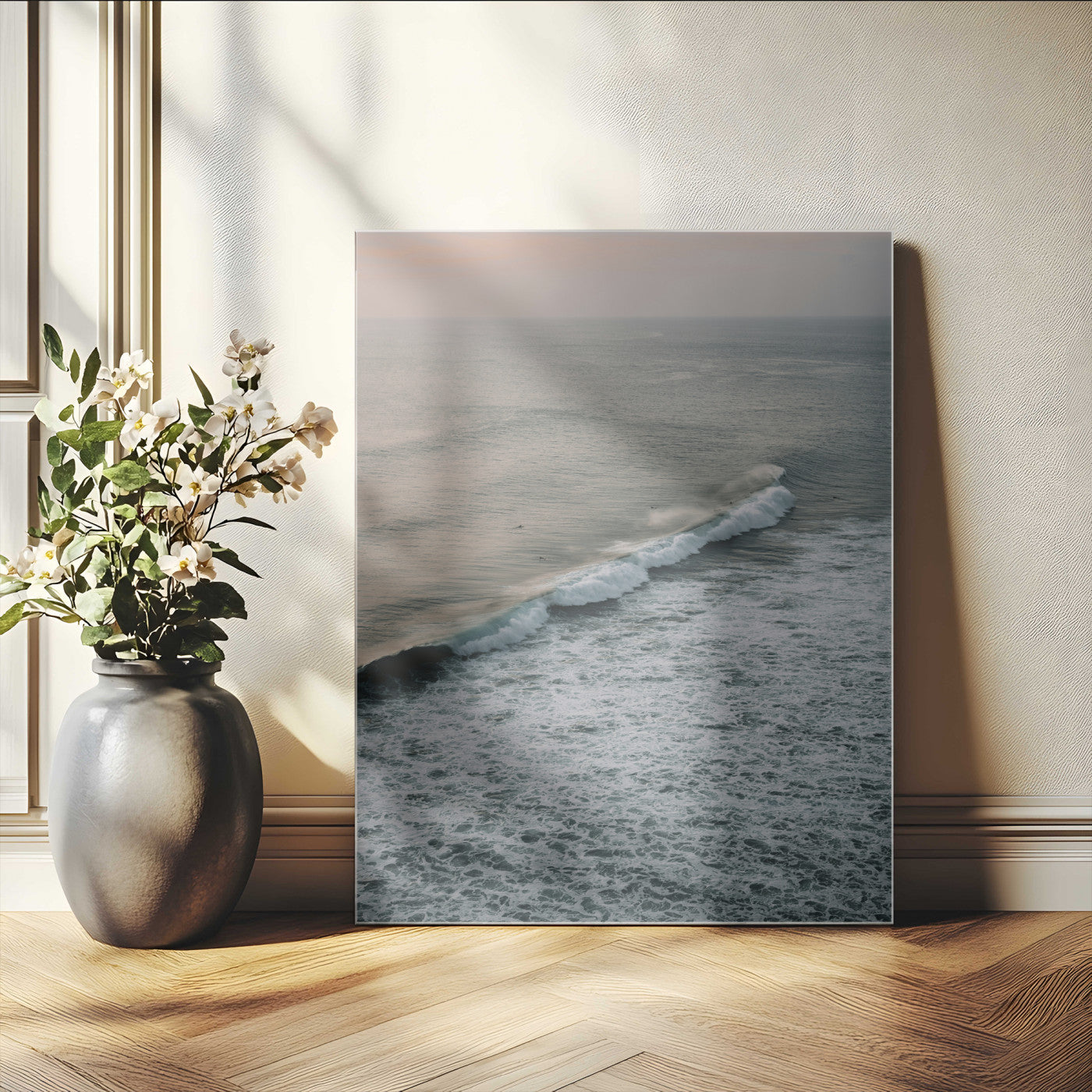 -Ocean Waves Wall Art Canvas Print – Framed Coastal Serenity Relaxing Ocean Scene Artwork for Home Office