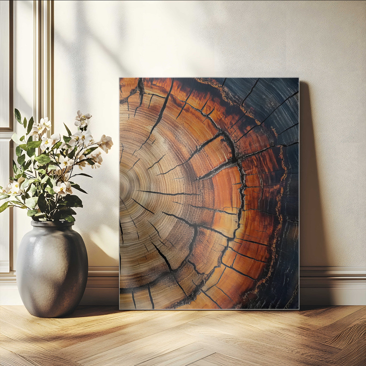 87104387-MGV-CV-24X36-Rustic Wood Wall Art Canvas Print – Framed Nature Earthy Tones Landscape Artwork for Home Office, Living Room