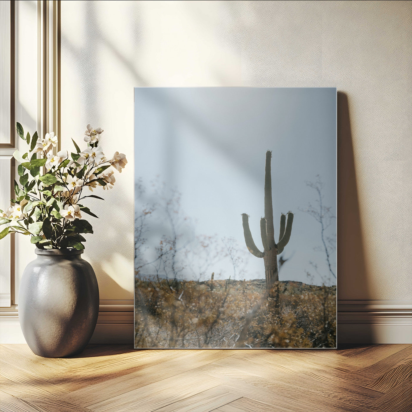72537171-MGV-CV-24X36-Saguaro Cactus Wall Art Canvas Print – Framed Southwestern Desert Landscape Nature Scene Artwork for Home Office