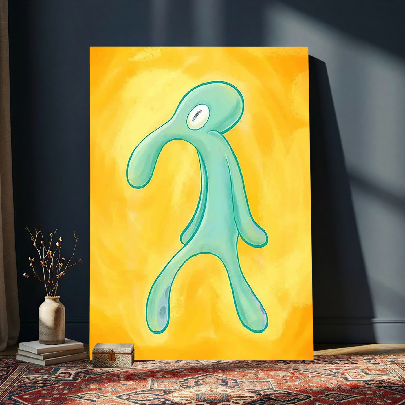 16453603-MGV-CV-24X36 - Squidward Tentacles Wall Art Canvas Print – Bold and Brash Style Artwork Print for Living Room, Office, and Creative Decor